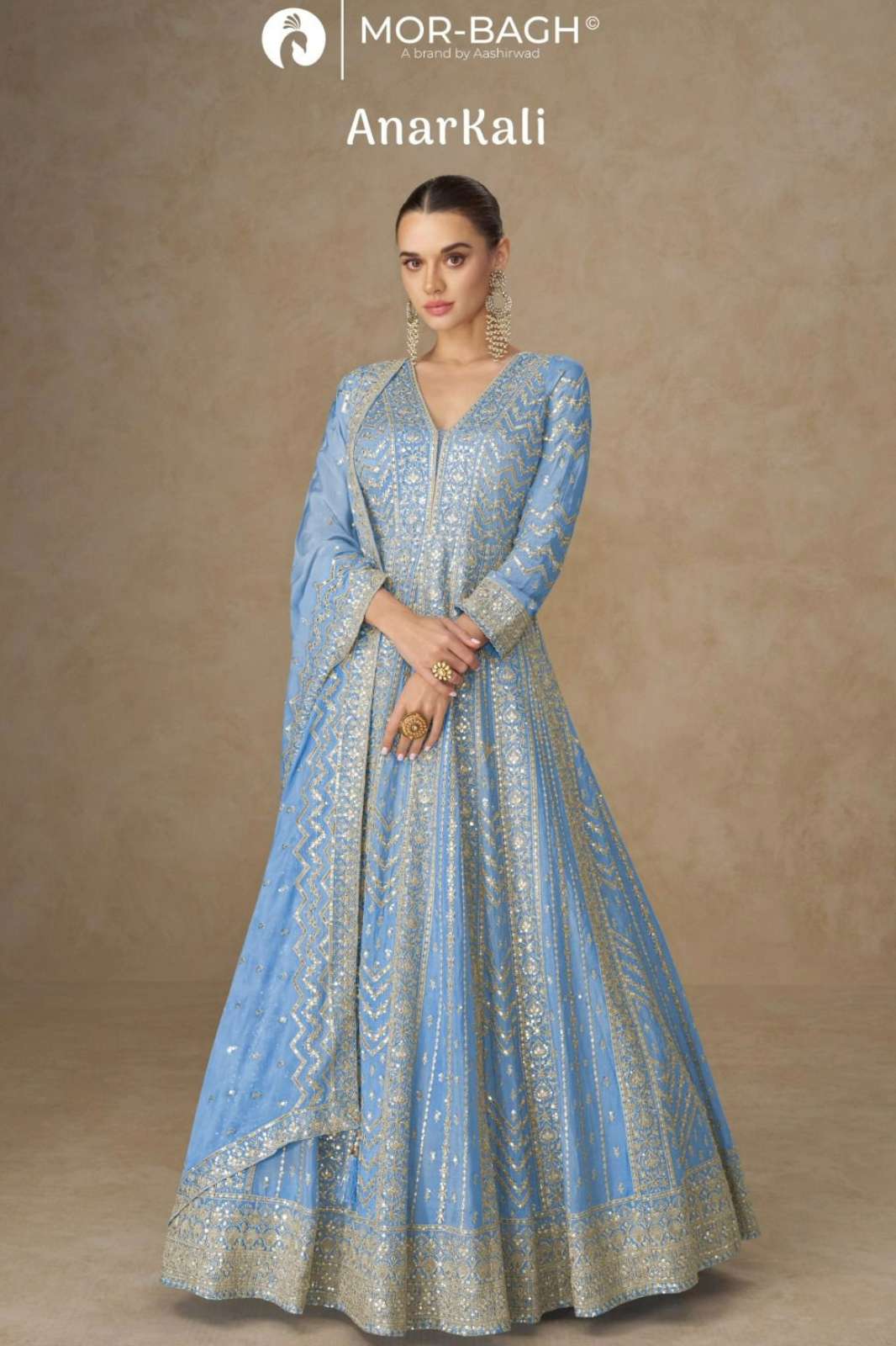 Aashirwad ANARKALI Ready to Wear Premium Chinon Silk Embroidered Anarkali Suit