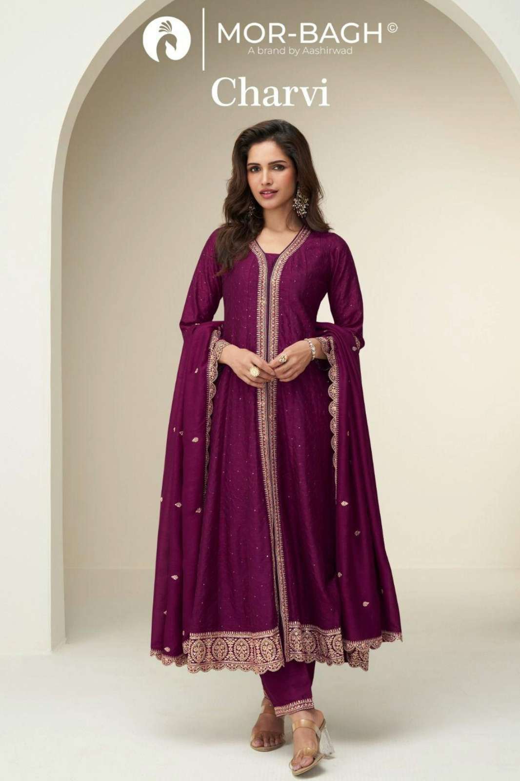 Aashirwad CHARVI Ready to Wear Premium Silk Embroidered Suit