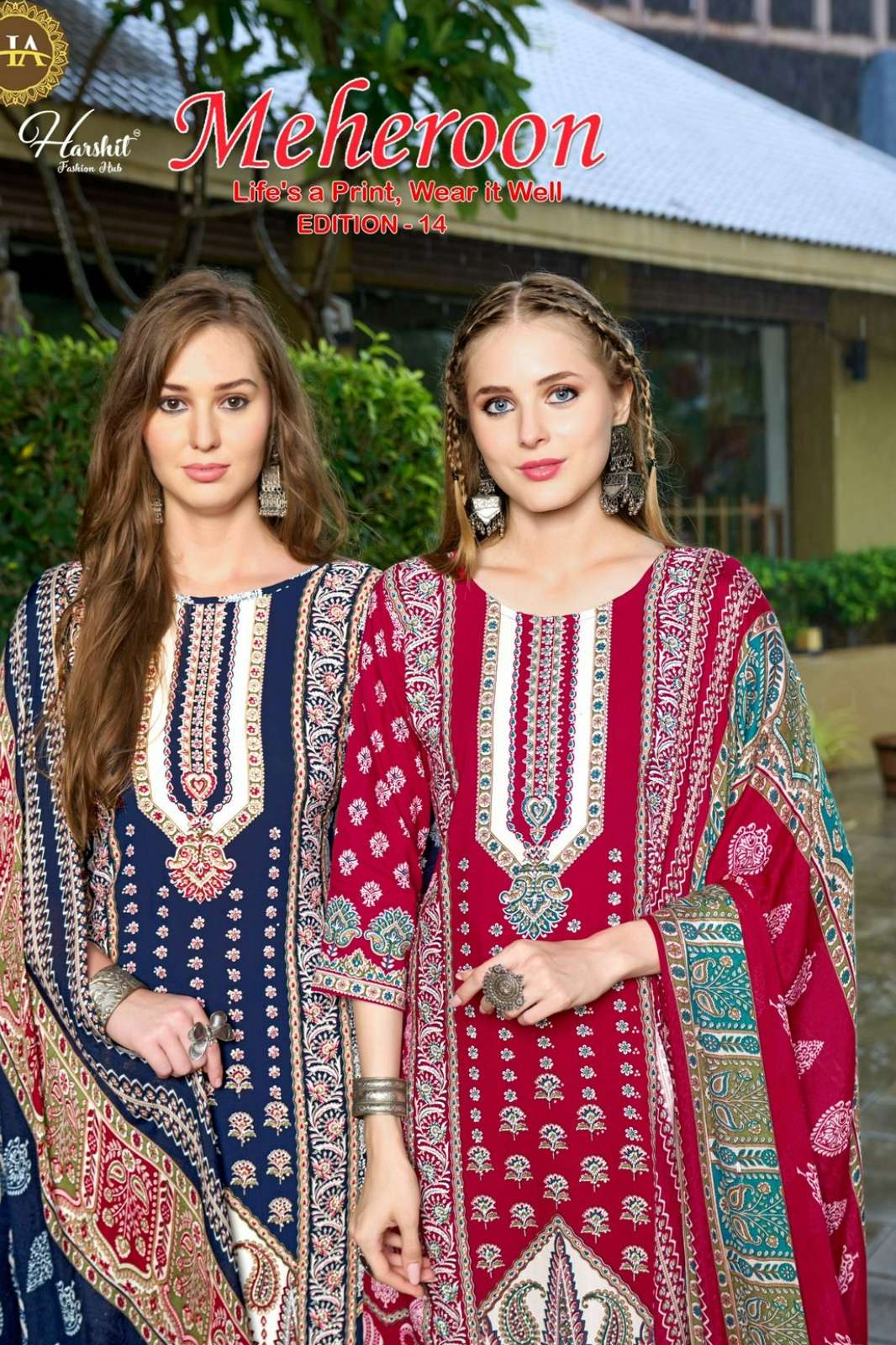Alok Suit MEHEROON 14 Pure Viscose Rayon Suit with Hand Work