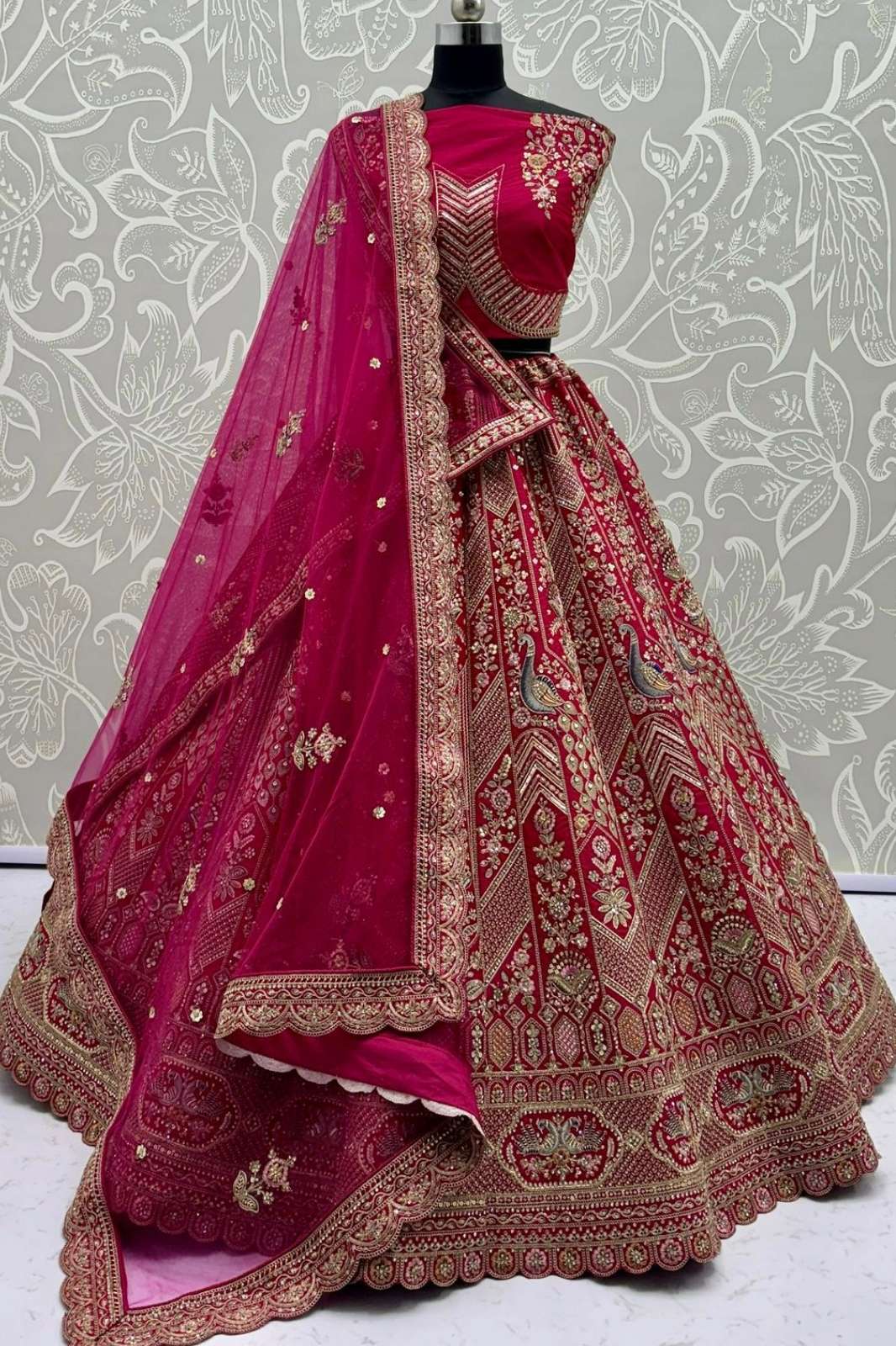 Anjani Arts 2899 Beautiful Embroidered Matka Silk Designer Bridal Lehenga