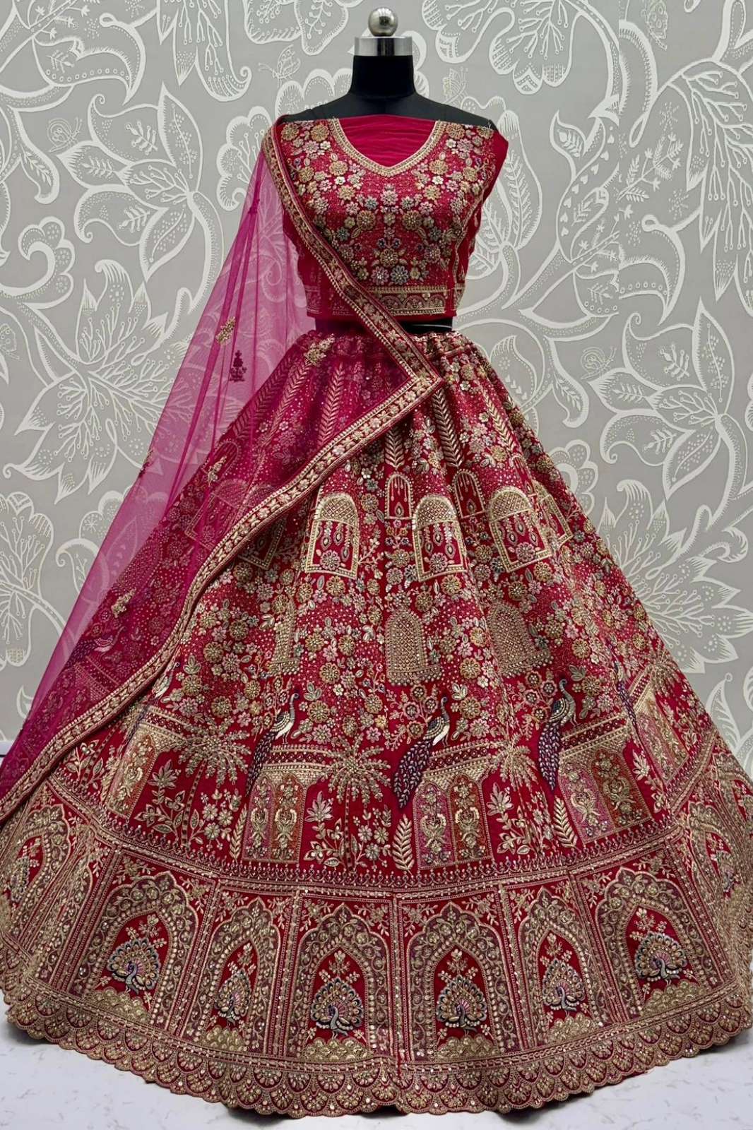 Anjani Arts 2901 Beautiful Slub Silk Embroidered Bridal Wear Lehenga choli