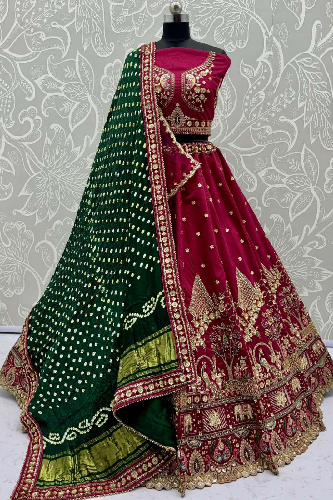 Anjani Arts 2906 Beautiful Slub Silk Embroidered Bridal Wear Lehenga choli