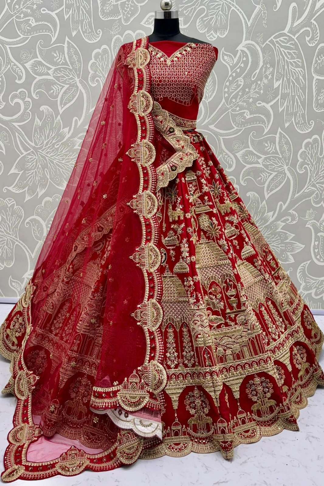 Anjani Arts 2909 Beautiful Slub Silk Embroidered Bridal Wear Lehenga choli