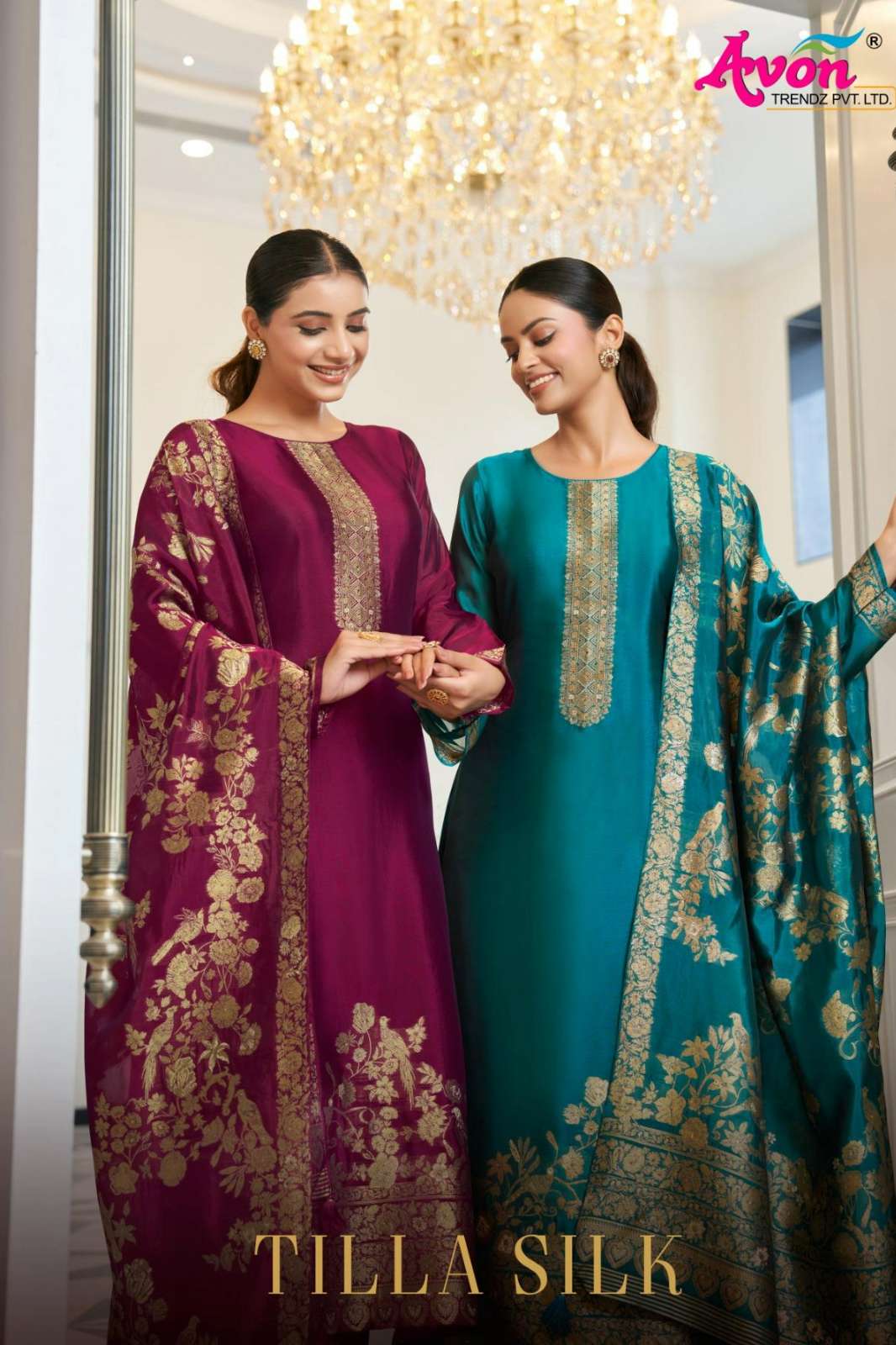 AVON TILLA SILK TILLA SILK EXCLUSIVELY WOVEN SUIT WITH SARVOSKI WORK