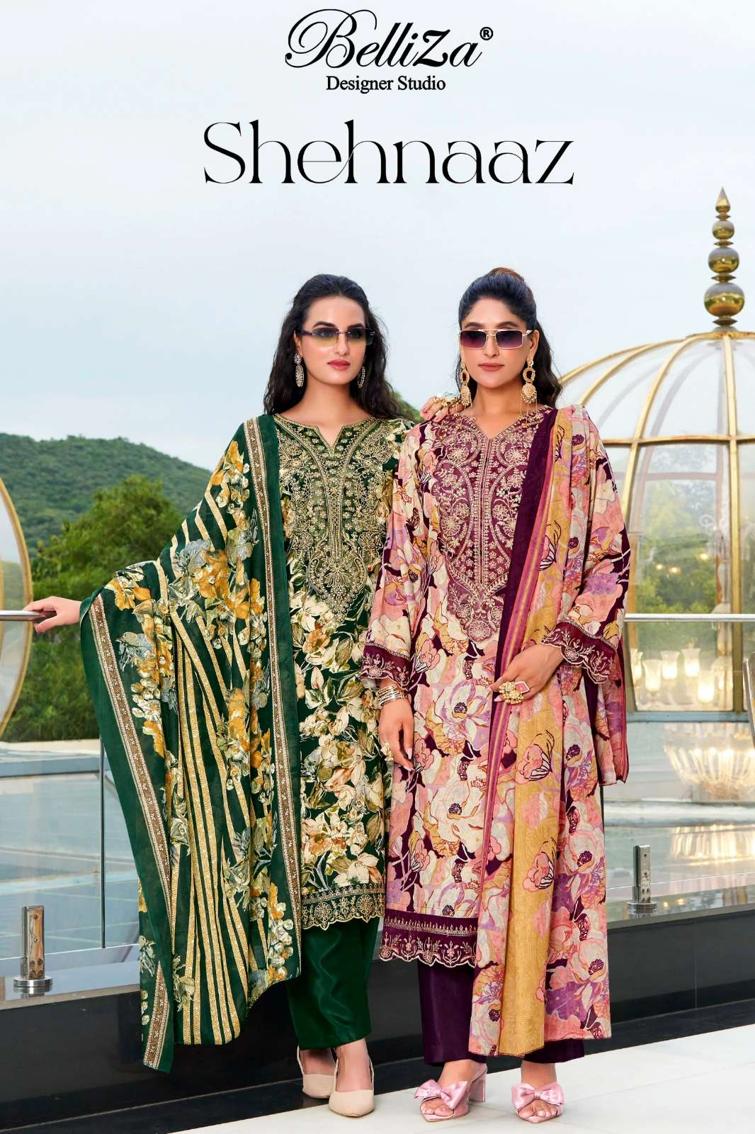 Belliza SHEHNAAZ Pure Malmal Cotton Digital Printed Suit with Embroidery