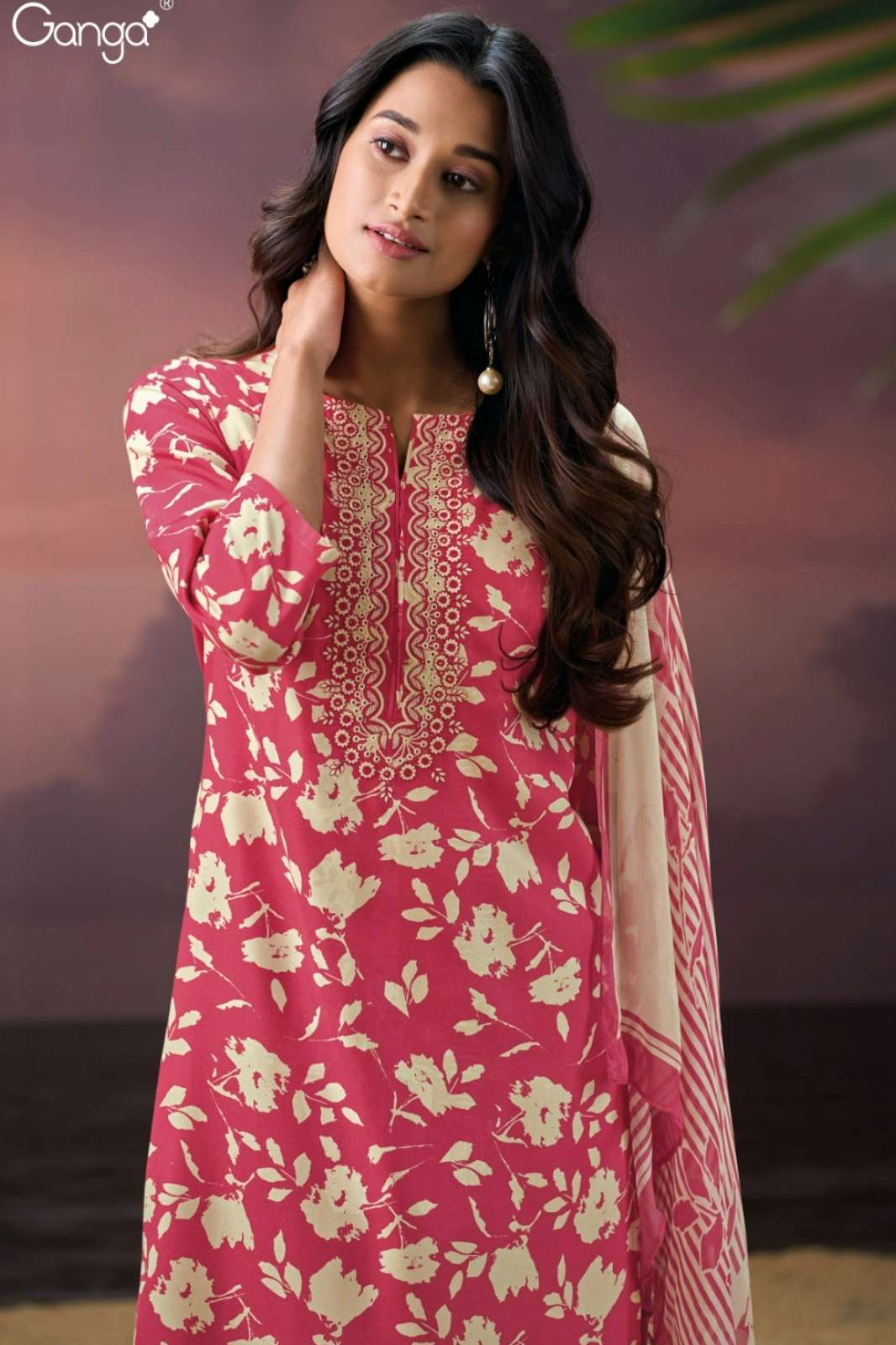 BRYLEE S3831 PREMIUM PURE WOOL PASHMINA PRINTED SUIT WITH EMBROIDERY