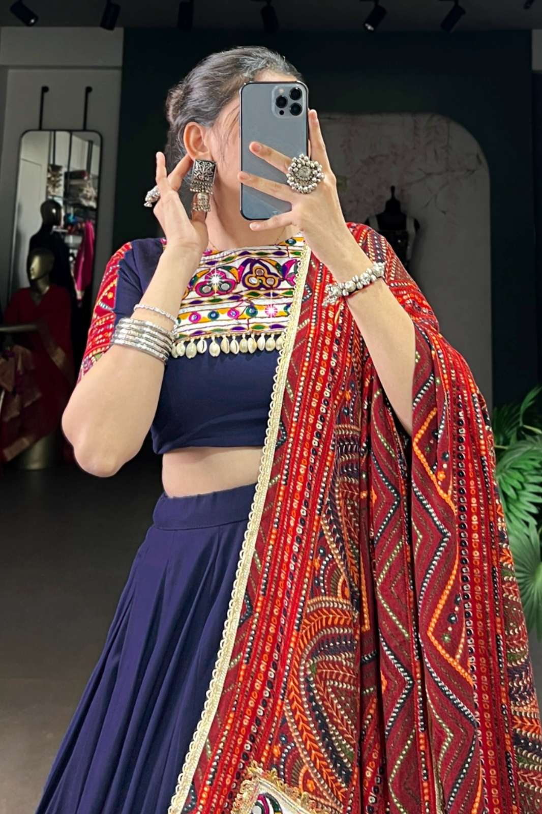 Crazy Cloths 1661NBL Pure Rayon Garba Lehenga Choli for Navratri