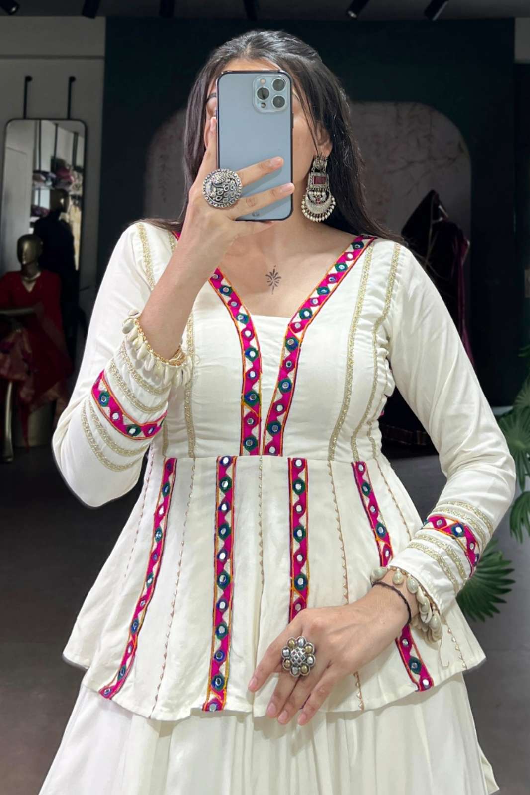 Crazy Cloths 1667WHT Pure Rayon Navratri nights Lehenga Choli