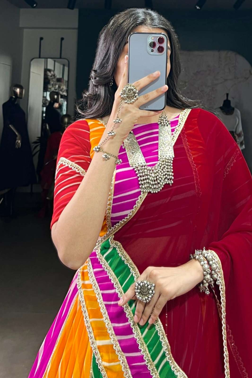 Crazy Cloths 1688MUT Georgette Leheriya Printed Garba Lehenga Choli