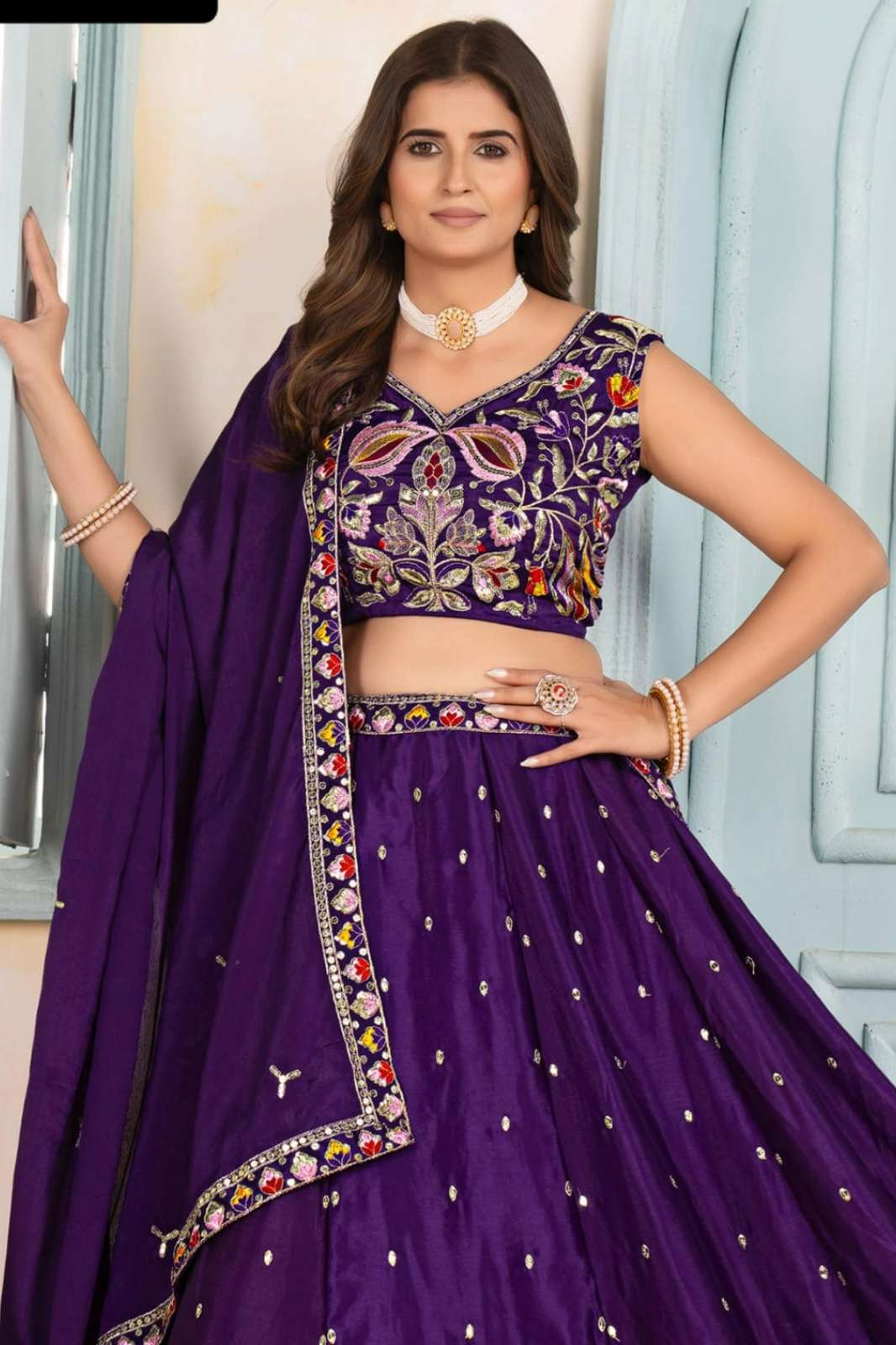 Crazy Cloths DB 3084 Designer Work Chinon Lehenga Choli