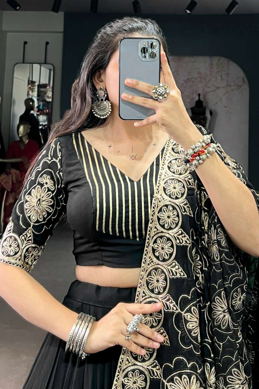 Crazy Cloths LNB1691BLK Pure Rayon Lehenga Choli for Navratri