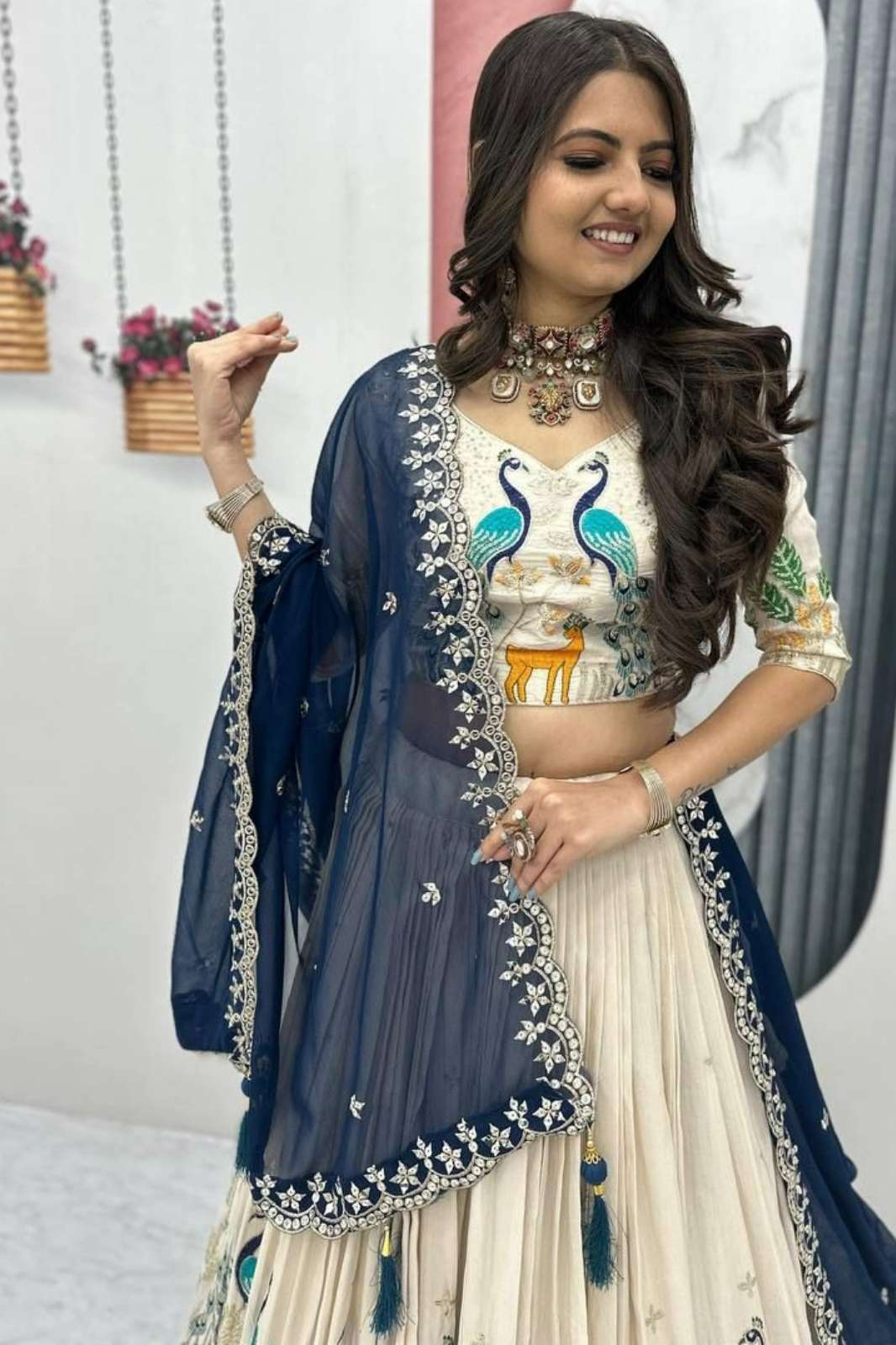 Crazy Cloths Pure Tissue Silk Designer Navratri Lehenga Choli