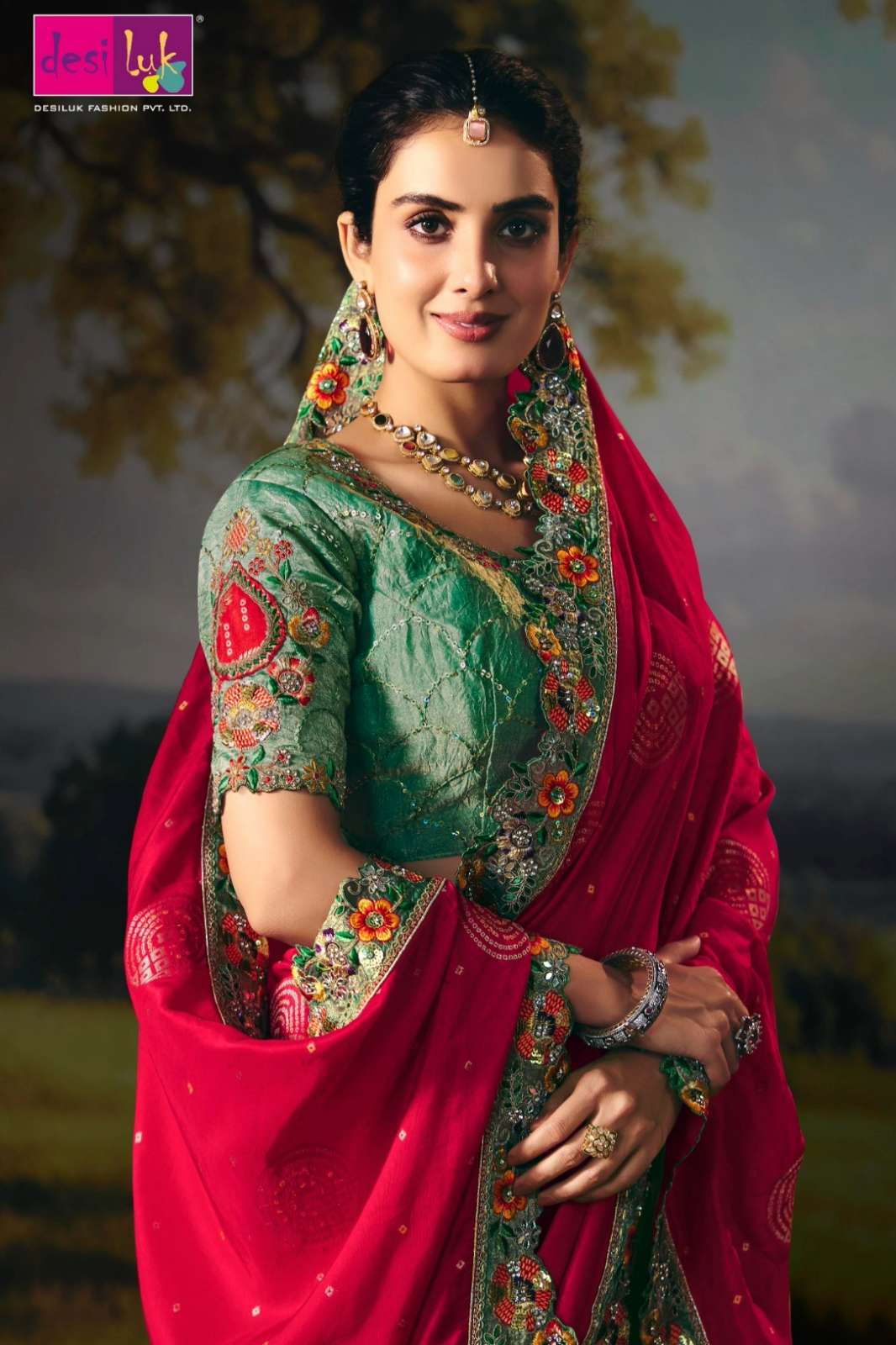 Desiluk Prem Riwaz vol 12 Beautiful Embroidered Silk Bridal Saree 