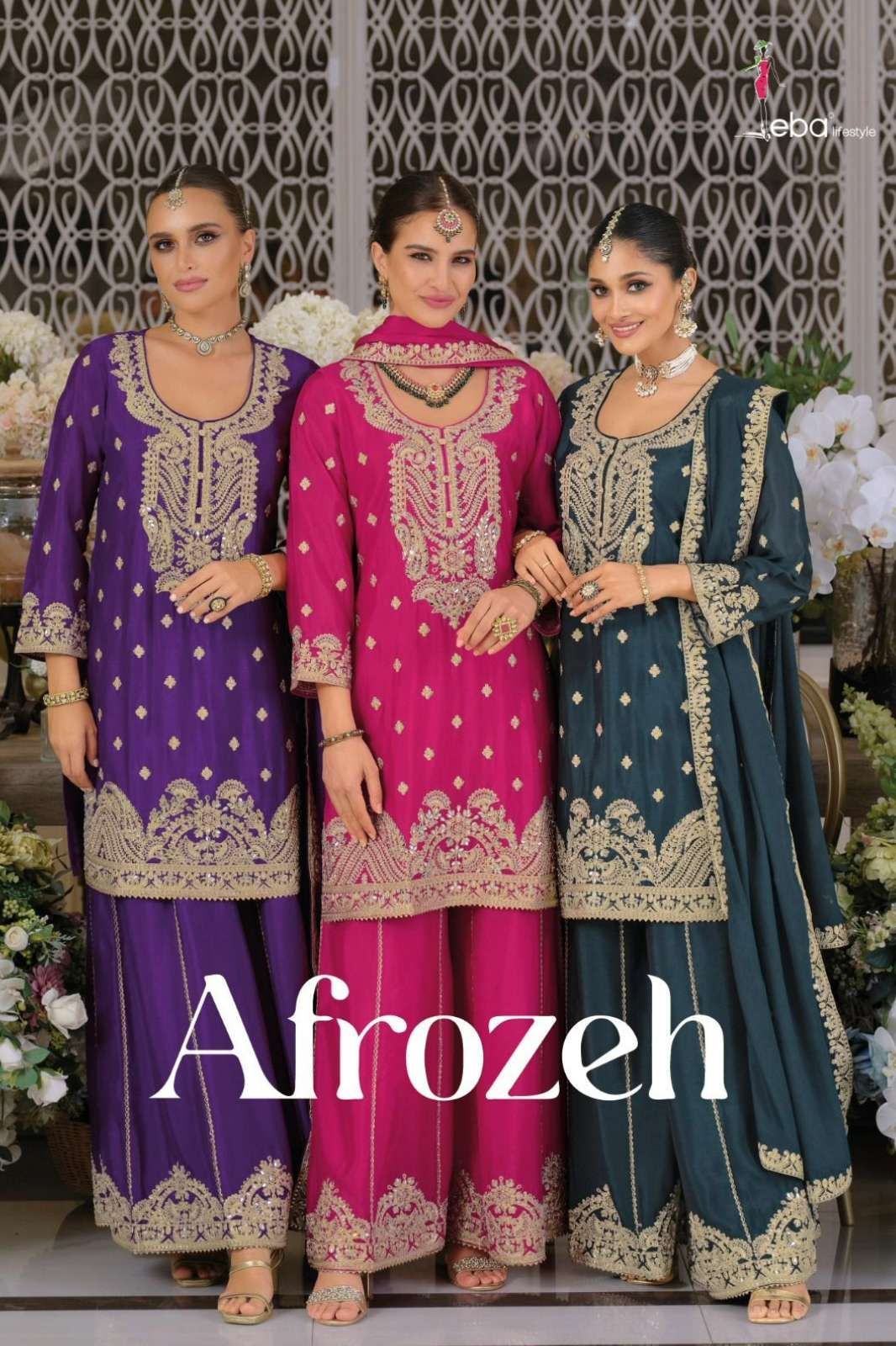 Eba Afrozeh Ready to Wear Karwa Chauth Special Chinon Embroidery work Salwar Suit