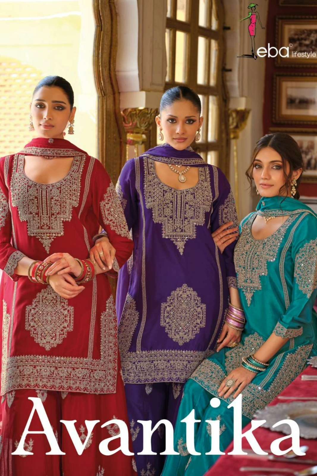 Eba Avantika Ready to Wear Beautiful Chinon Embroidery work Salwar Suit