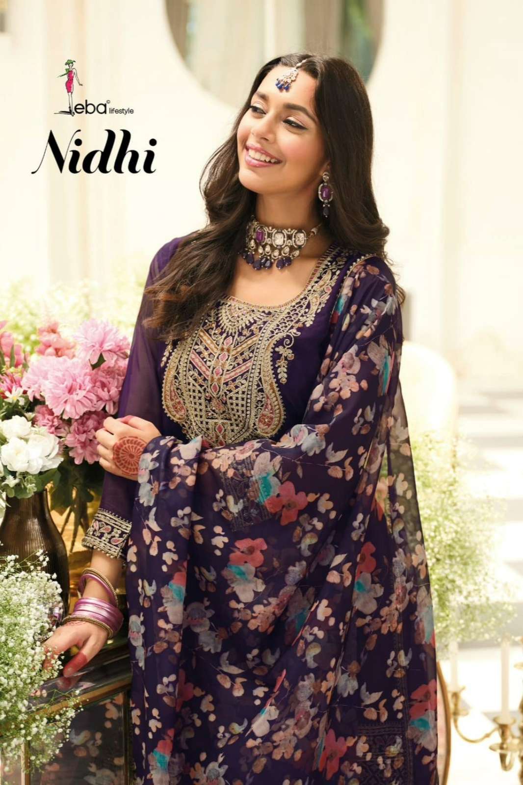 Eba Nidhi Ready to Wear Organza Embroidery Work Suit