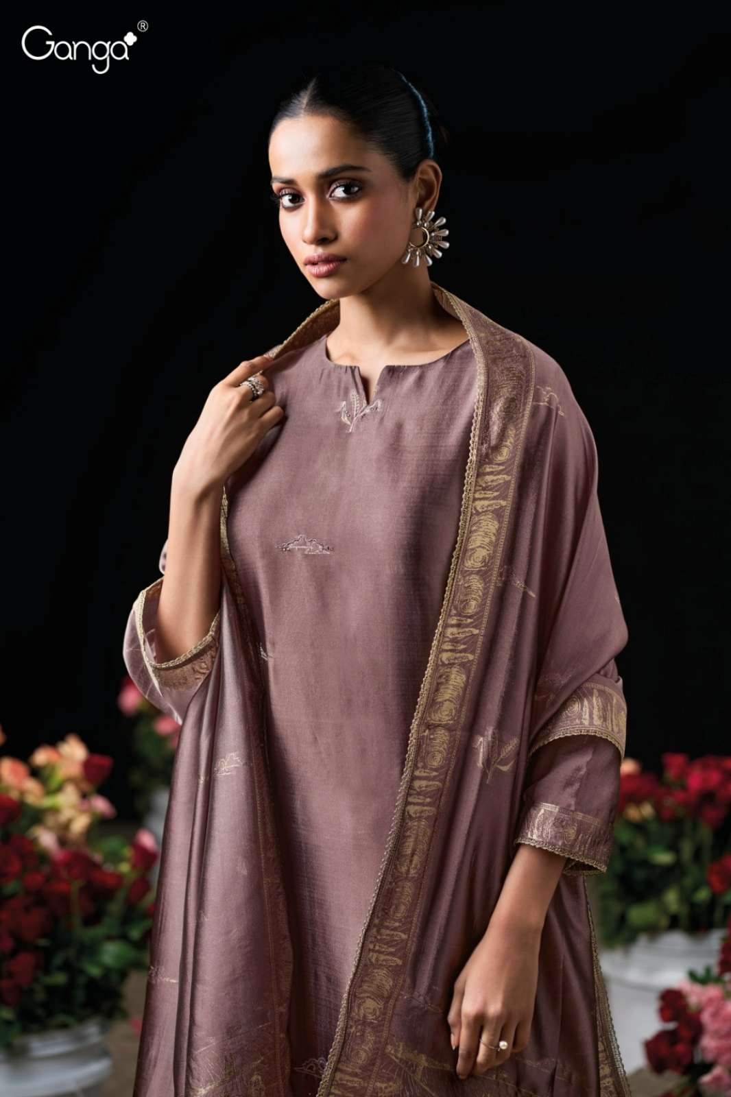 GANGA MEHNAZ S3817 PREMIUM PURE VISCOSE WOVEN SILK HAND EMBROIDERY SUIT