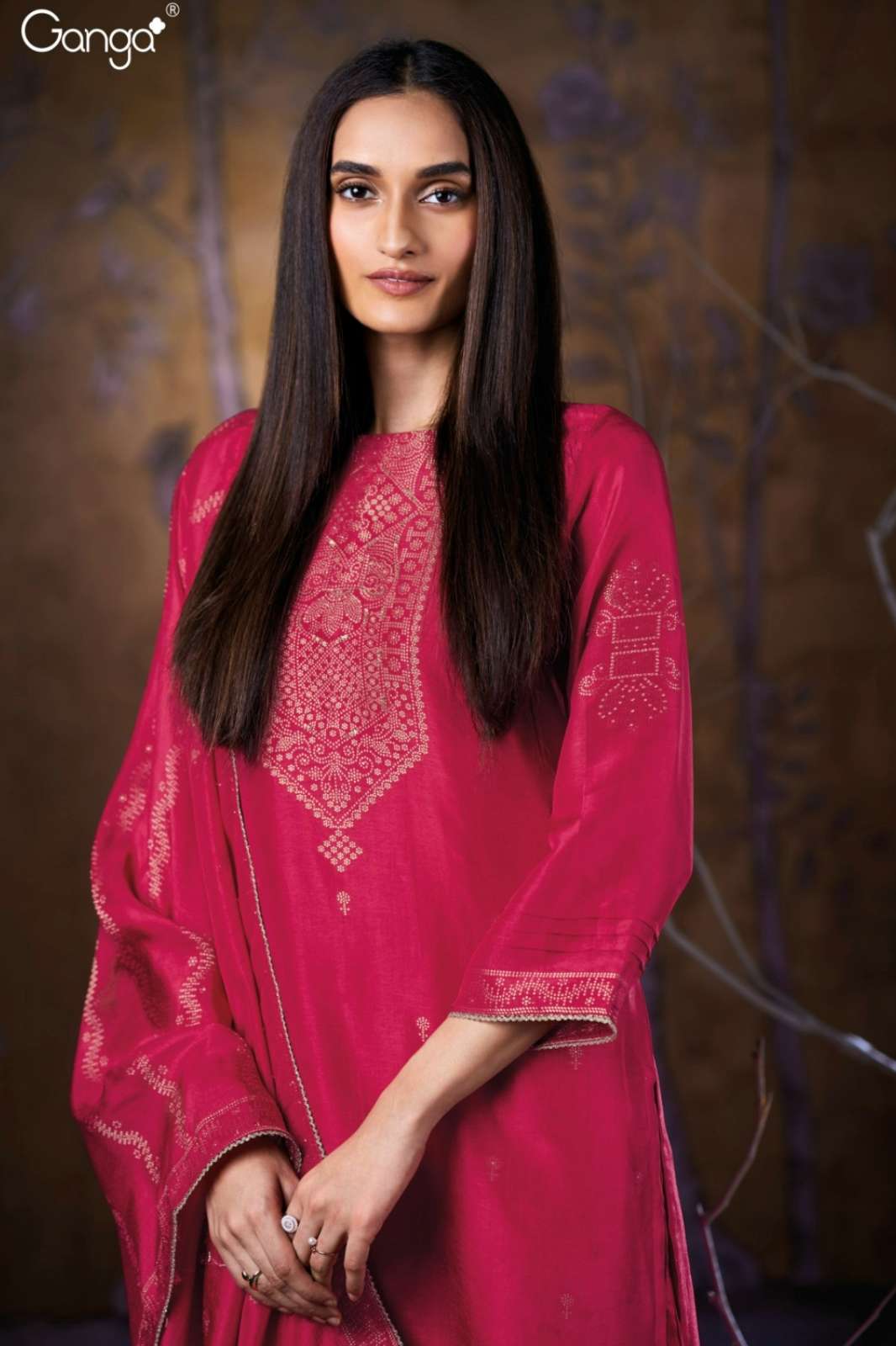 GANGA XENIA S3938 PREMIUM PURE RUSSIAN SILK SUIT WITH HAND WORK