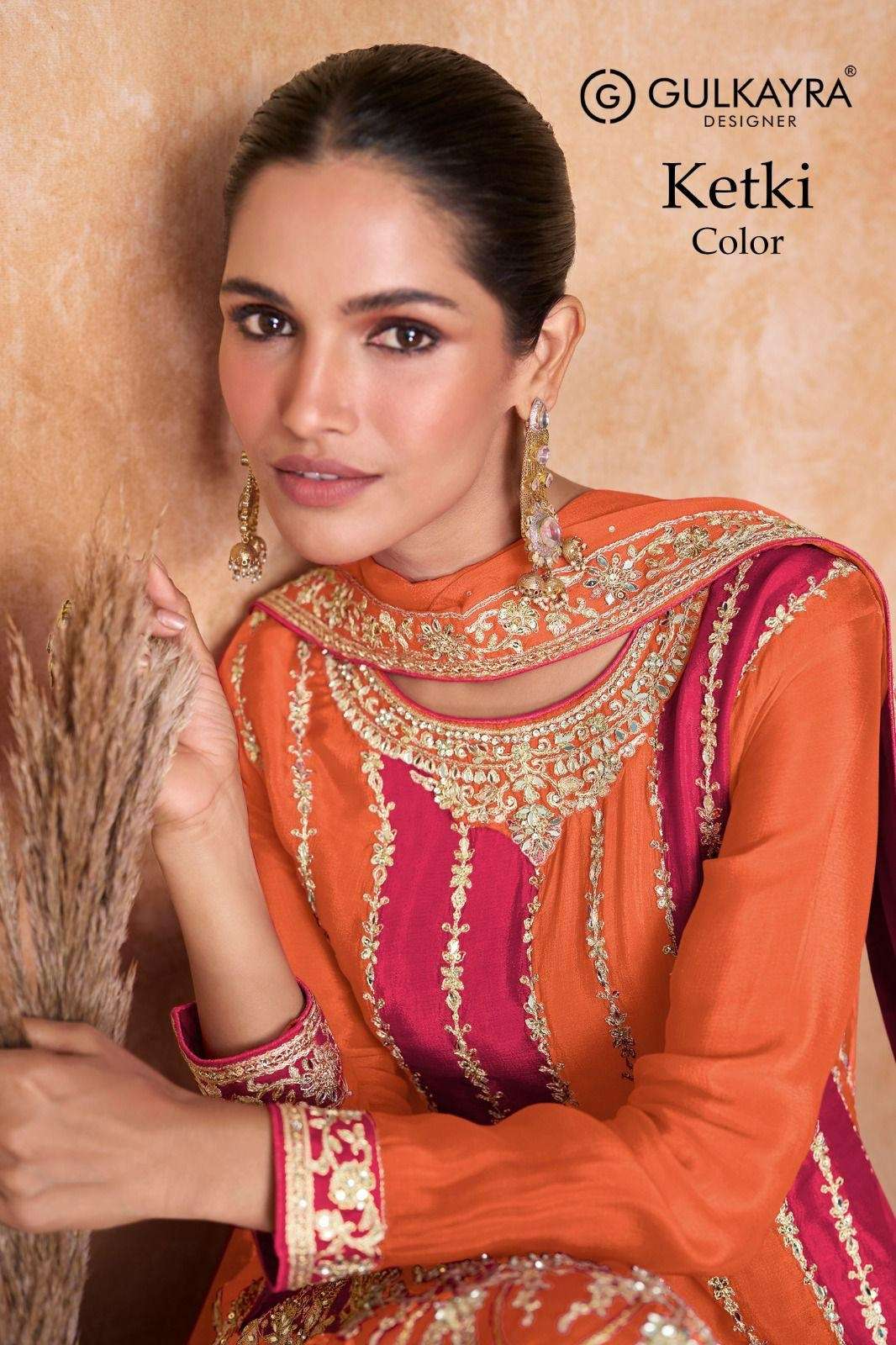 Gulkayra Ketki Colour Ready to wear Premium Embroidered Real Chinon Suit