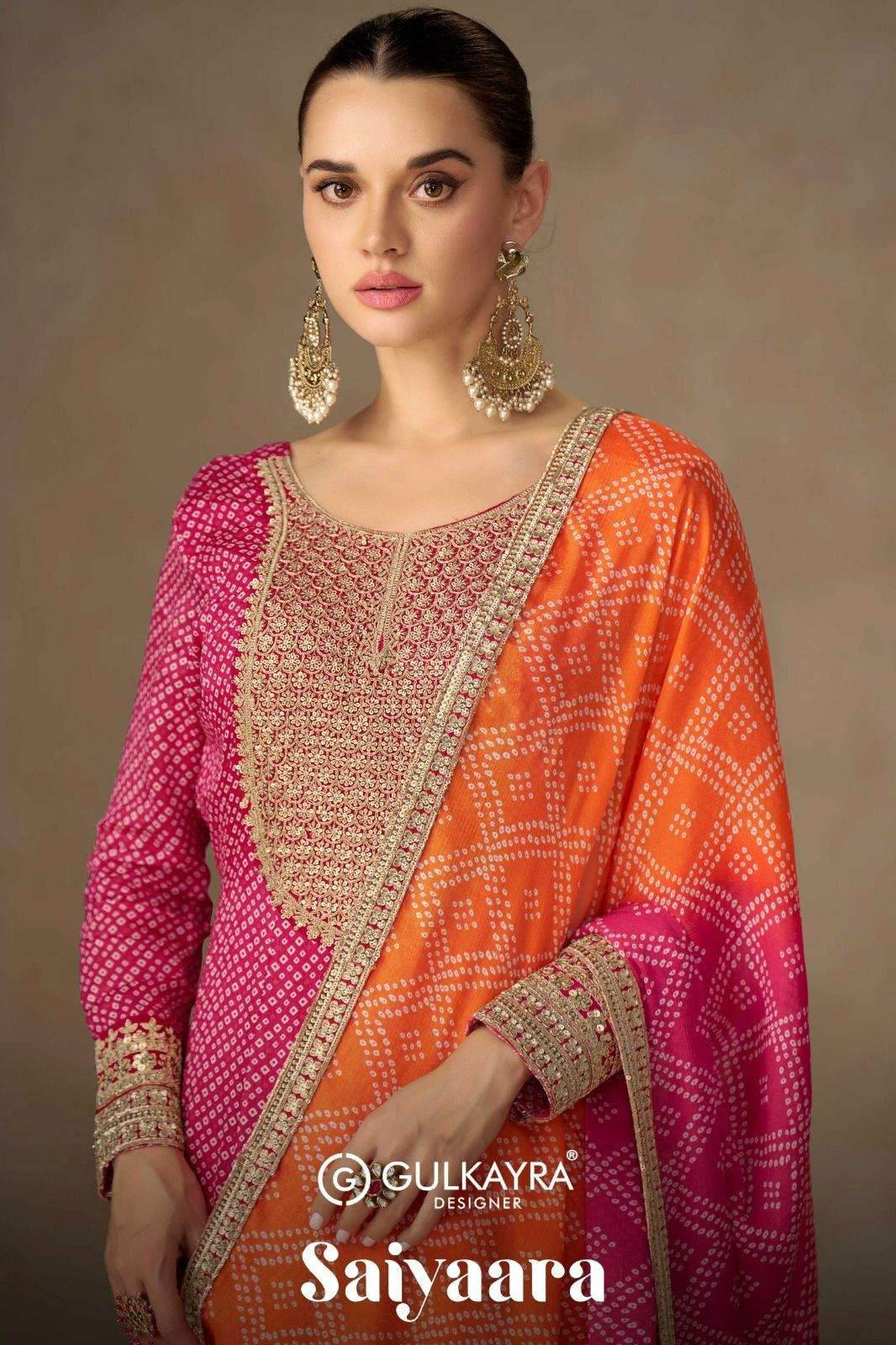 Gulkayra SAIYAARA Ready to wear Real Chinon Digital Print & Embroidered Suit 