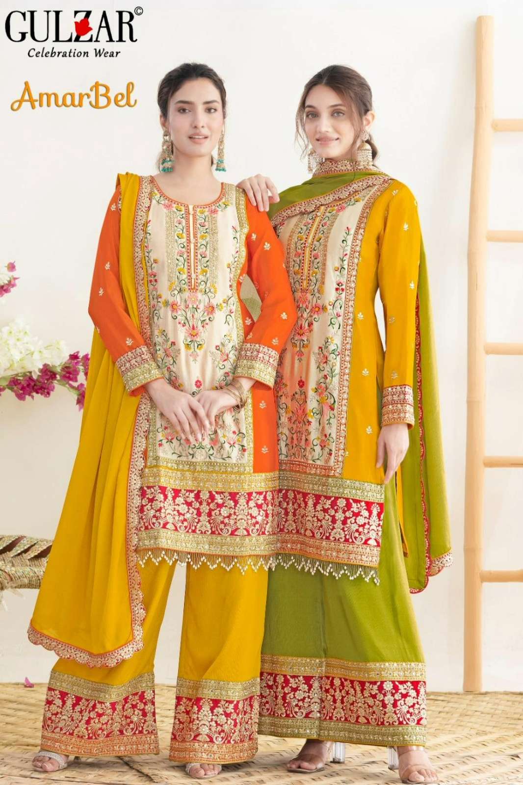 Gulzar Amarbel Ready to wear Premium Embroidered Real Chinon Suit