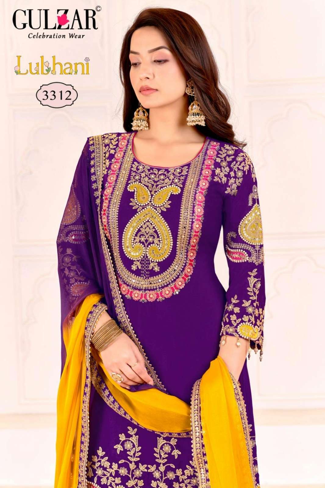 Gulzar Lubhani Ready to wear Premium Embroidered Real Chinon Suit