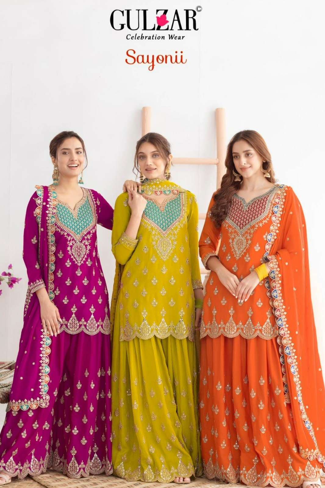 Gulzar Sayonii Ready to wear Premium Embroidered Real Chinon Suit