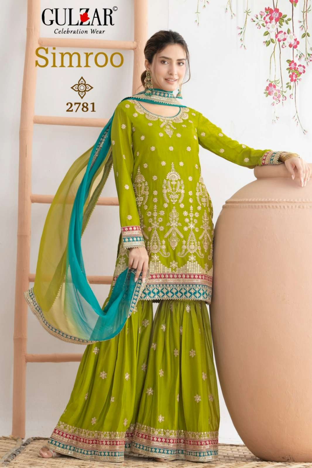 Gulzar Simroo Ready to wear Premium Embroidered Real Chinon Suit 