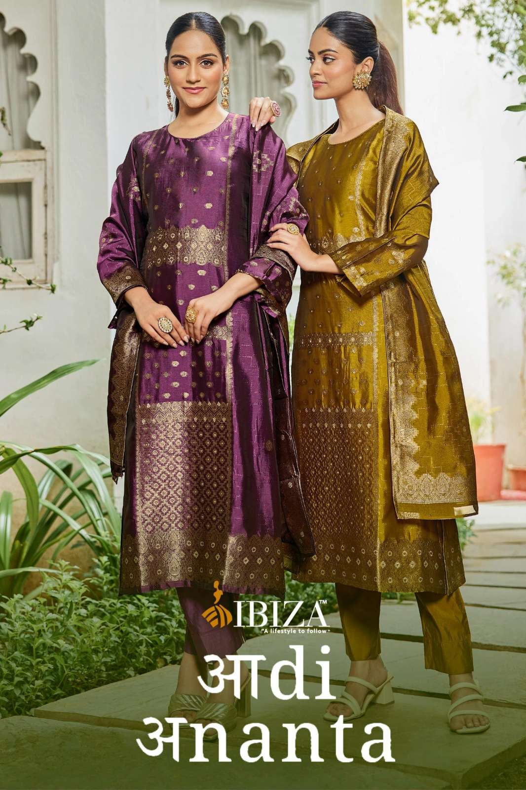 IBIZA AADI ANANTA PURE BANGLORY SILK JACQUARD SUIT WITH HANDWORK