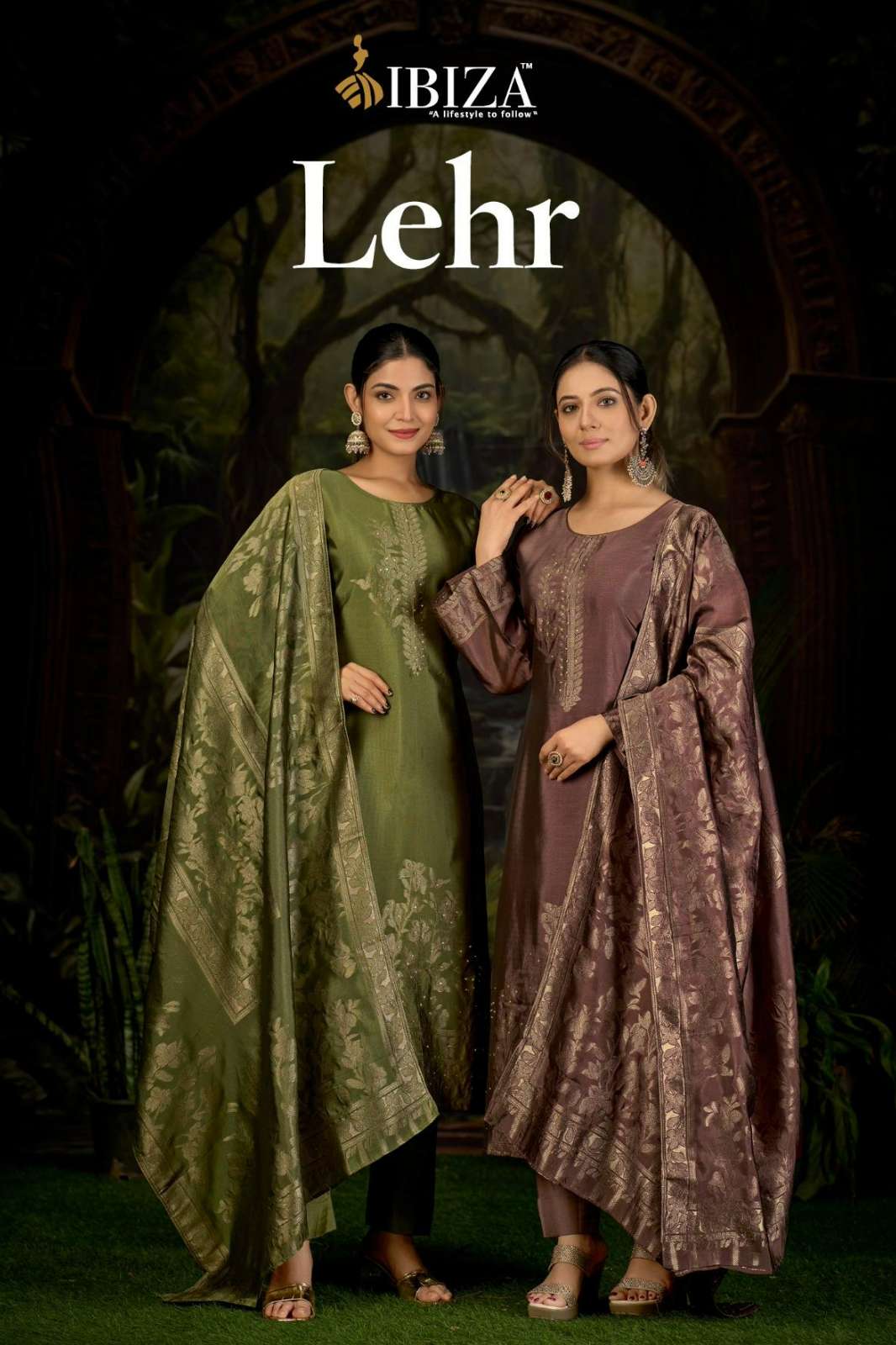 IBIZA LEHR PURE BANGLORY SILK JACQUARD SUIT WITH HANDWORK