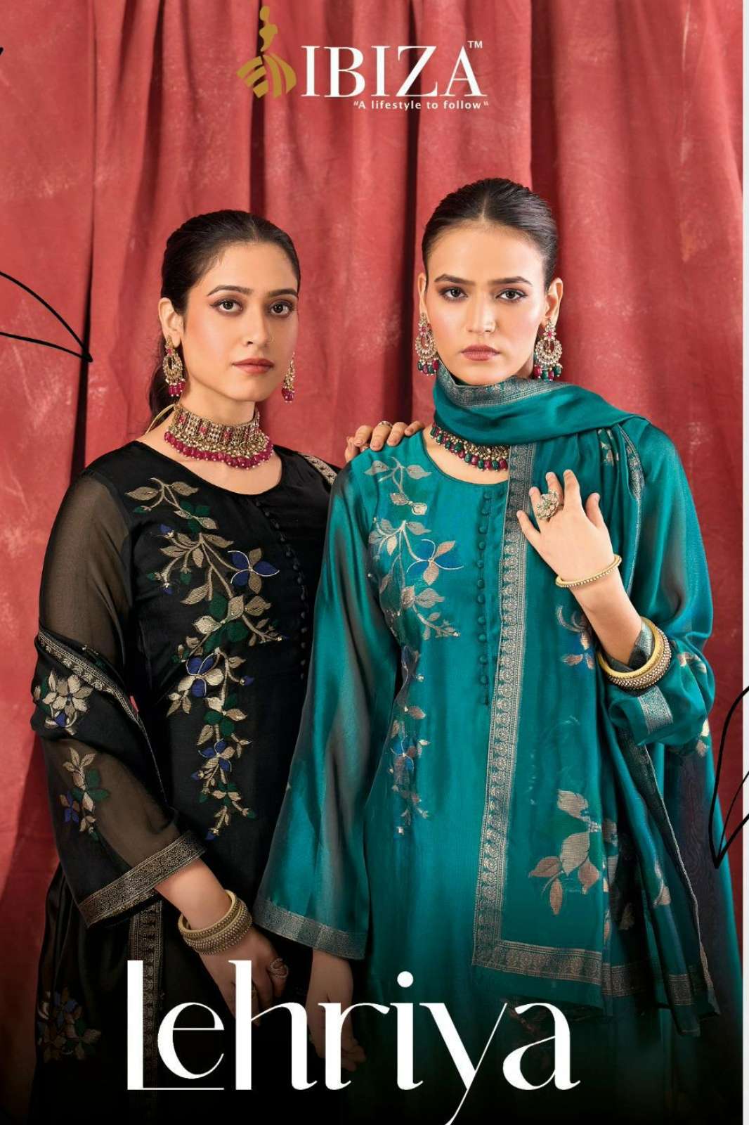 IBIZA LEHRIYA PURE BANGLORY SILK JACQUARD SUIT WITH HANDWORK
