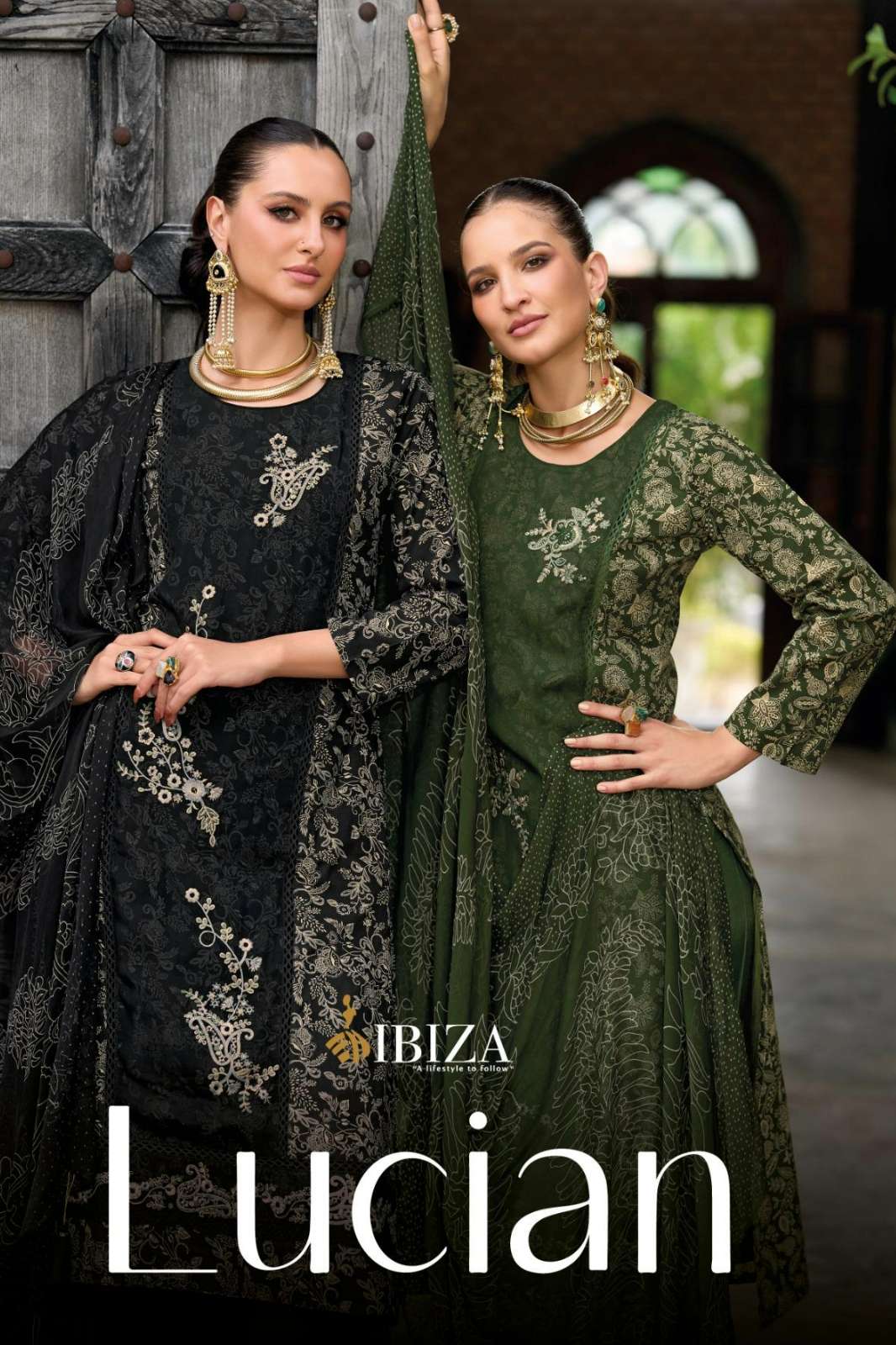 IBIZA LUCIAN PURE VISCOUS PASHNINA DIGITAL PRINTED SUIT WITH EMBROIDERED