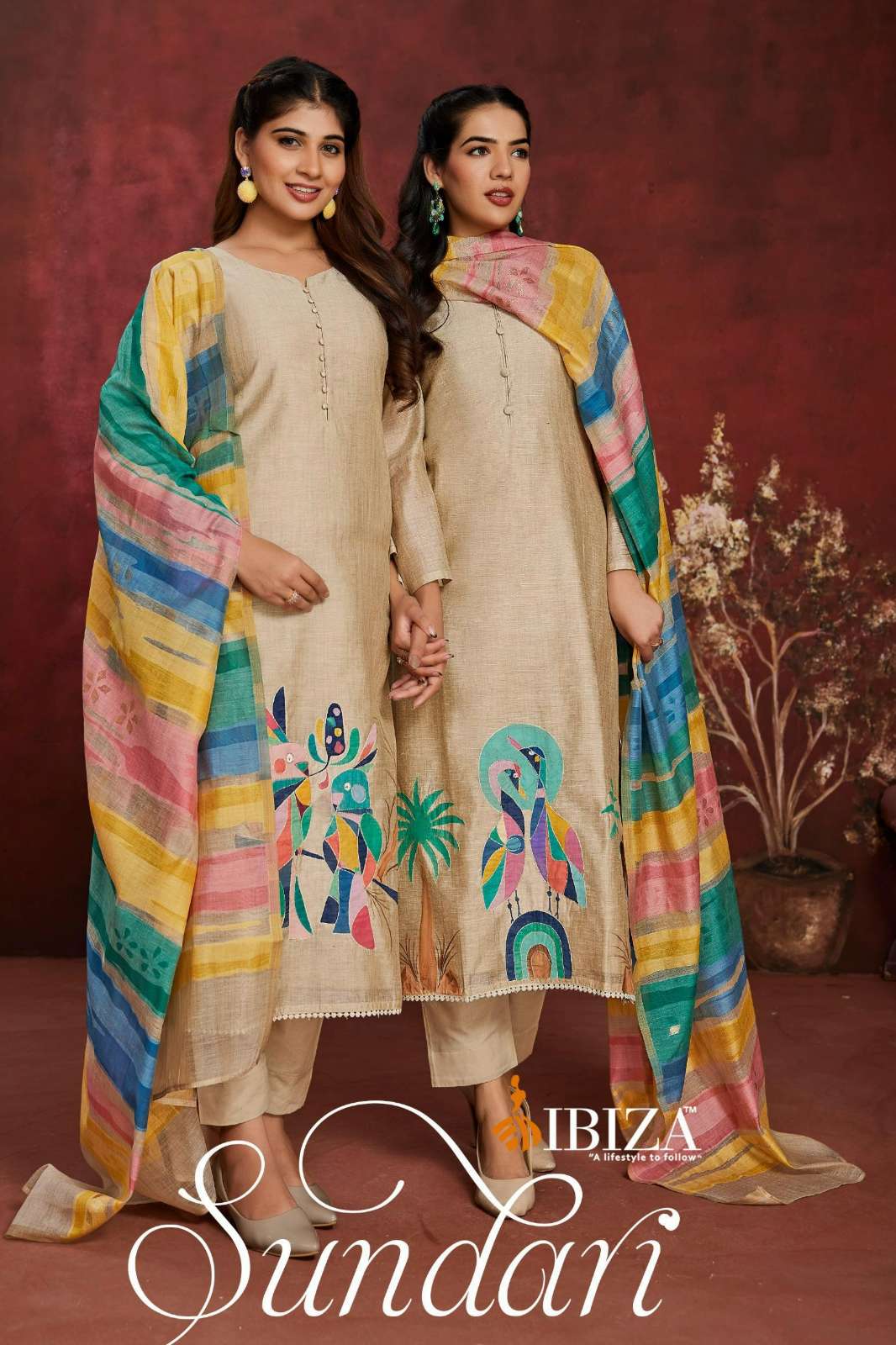 IBIZA SUNDARI PURE ORGENIC SEN SILK SUIT WITH HANDWORK