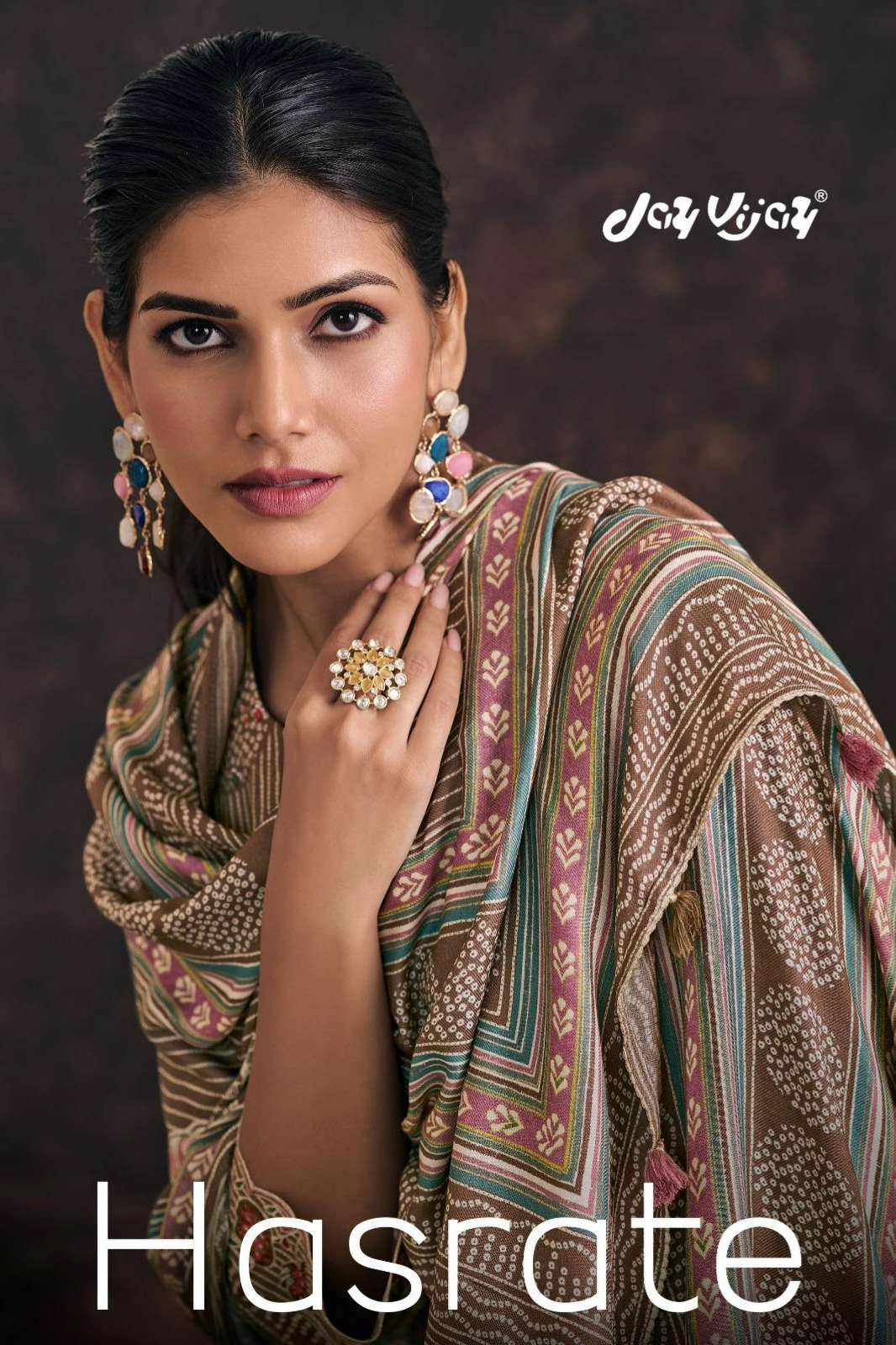 JAY VIJAY HASRATE PURE CORDUROY DIGITAL PRINTED SUIT WITH HANDWORK 