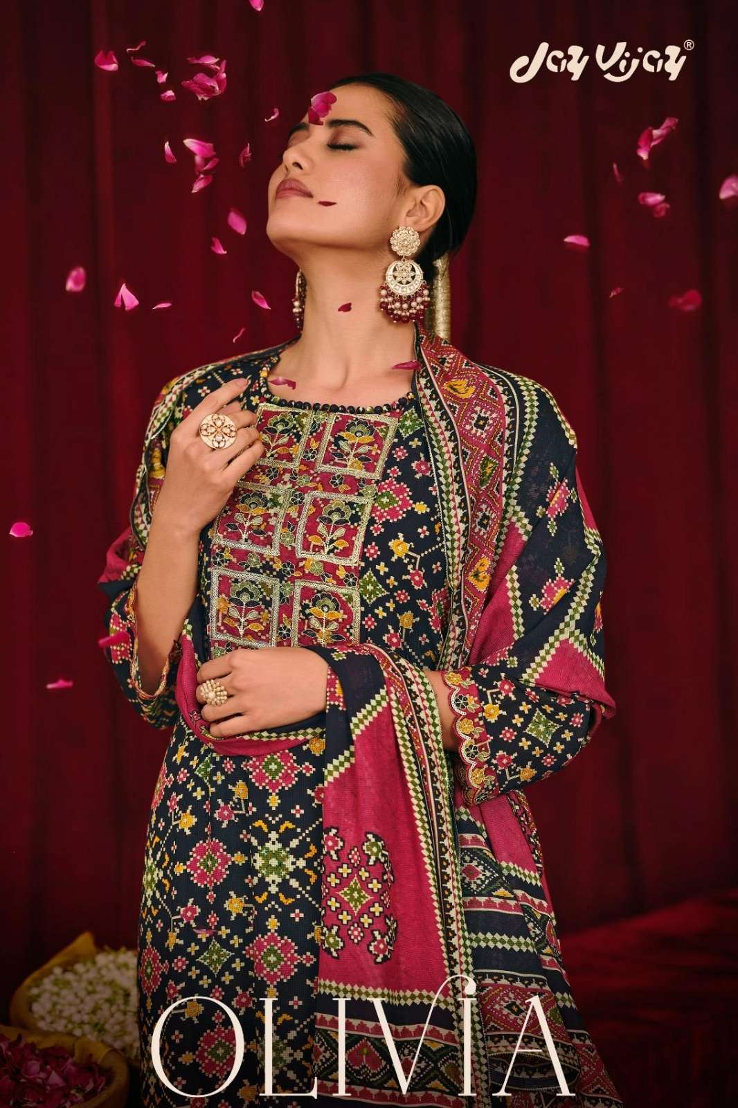 JAY VIJAY OLIVIA 3258 PURE PREMIUM MUSLIN CHECKS SILK EMBROIDERED SUIT 