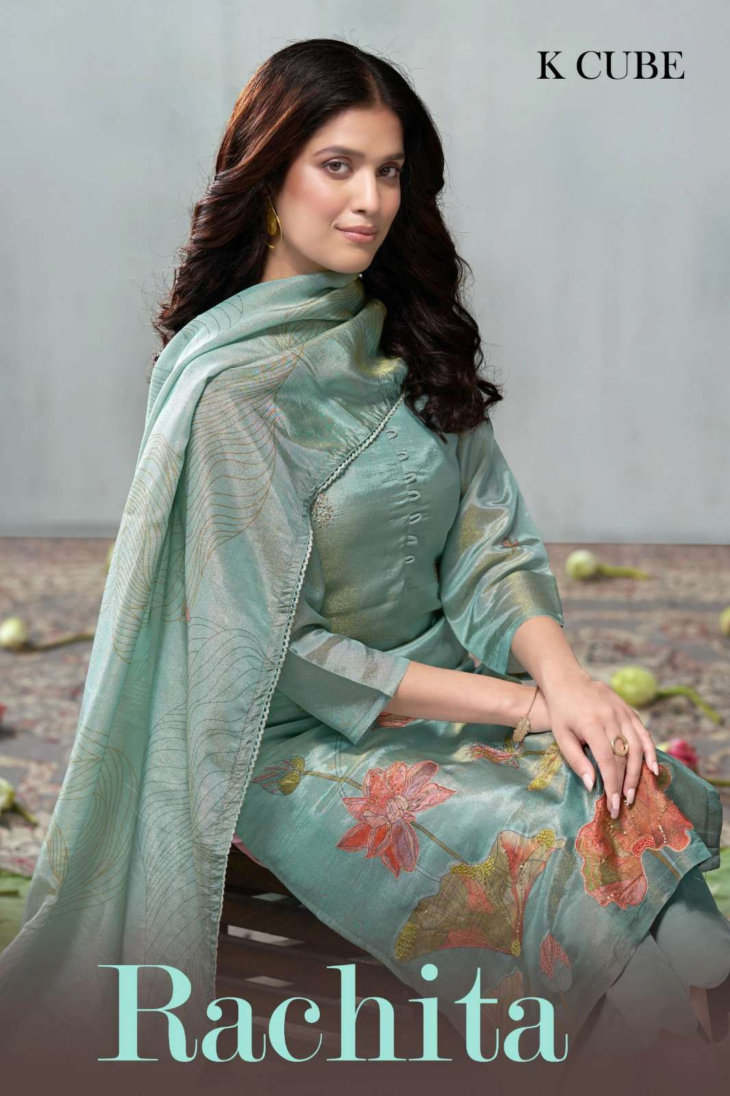 K CUBE Presents Textilemela Simmer Digital Printed Suit with Hand Work