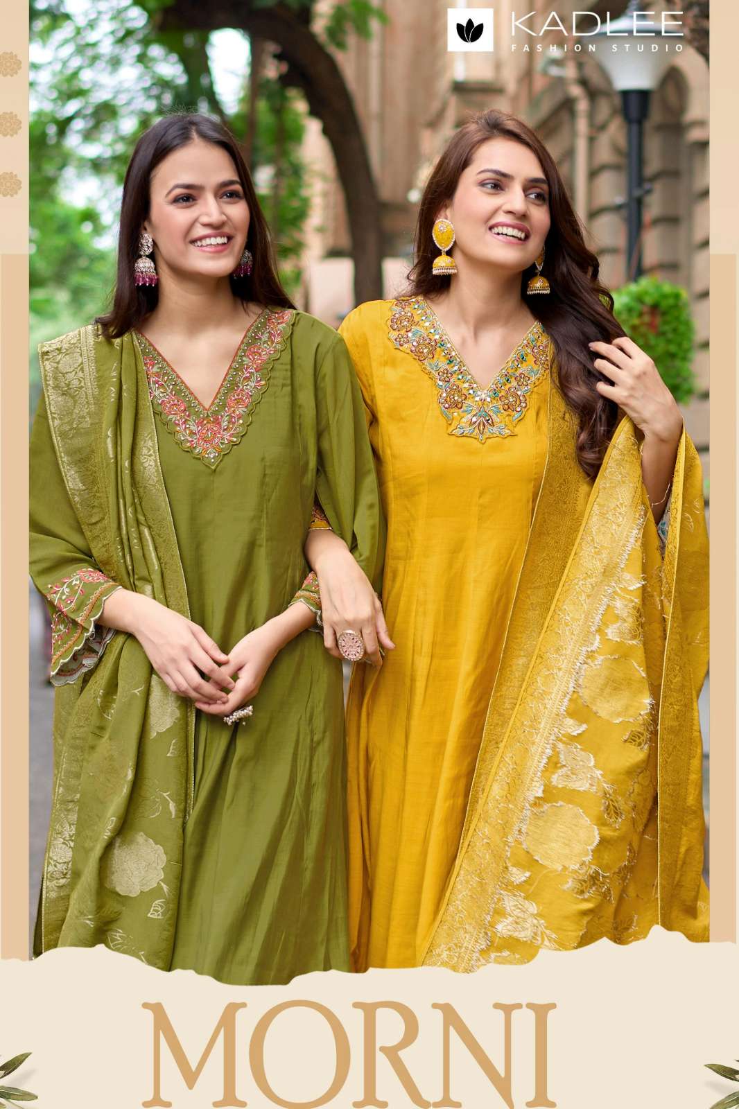 Kadlee MORNI Ready to Wear Chanderi Suit with Hand & Threadwork