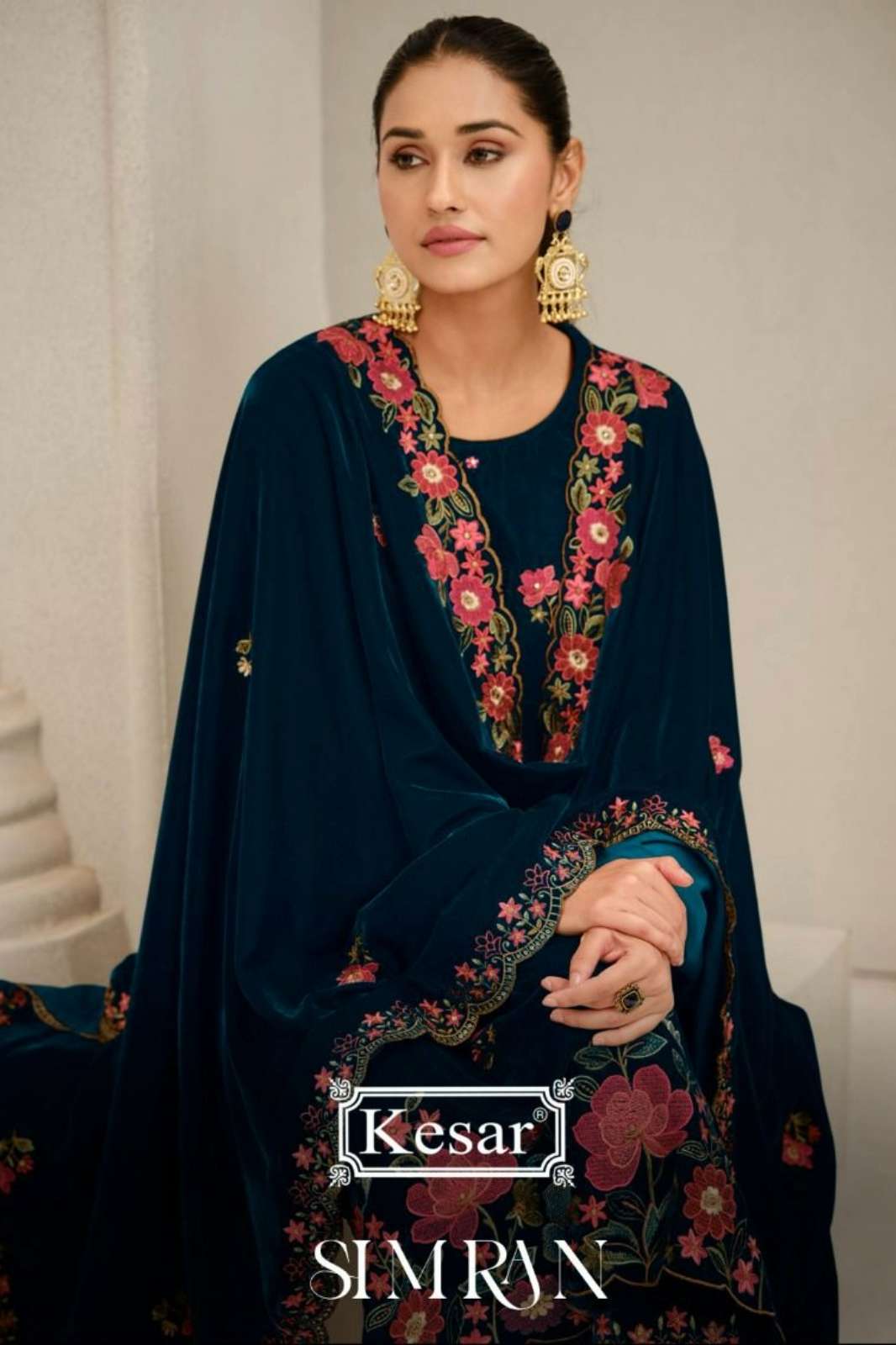KESAR SIMRAN 39001 PRIMIUM SILK VELVET SUIT WITH EMBROIDERY WORK