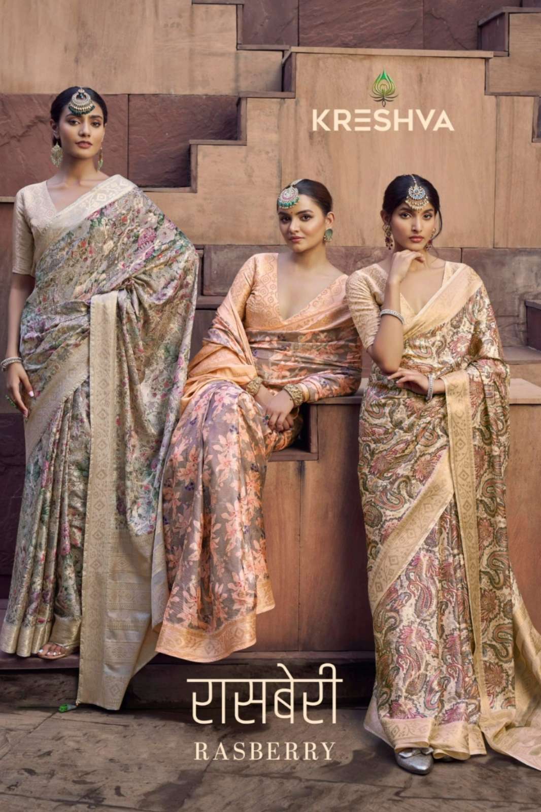 Kreshva Rasberry 7052 TO 7057 Can Crape Crush Jacquard Weaving Border Saree