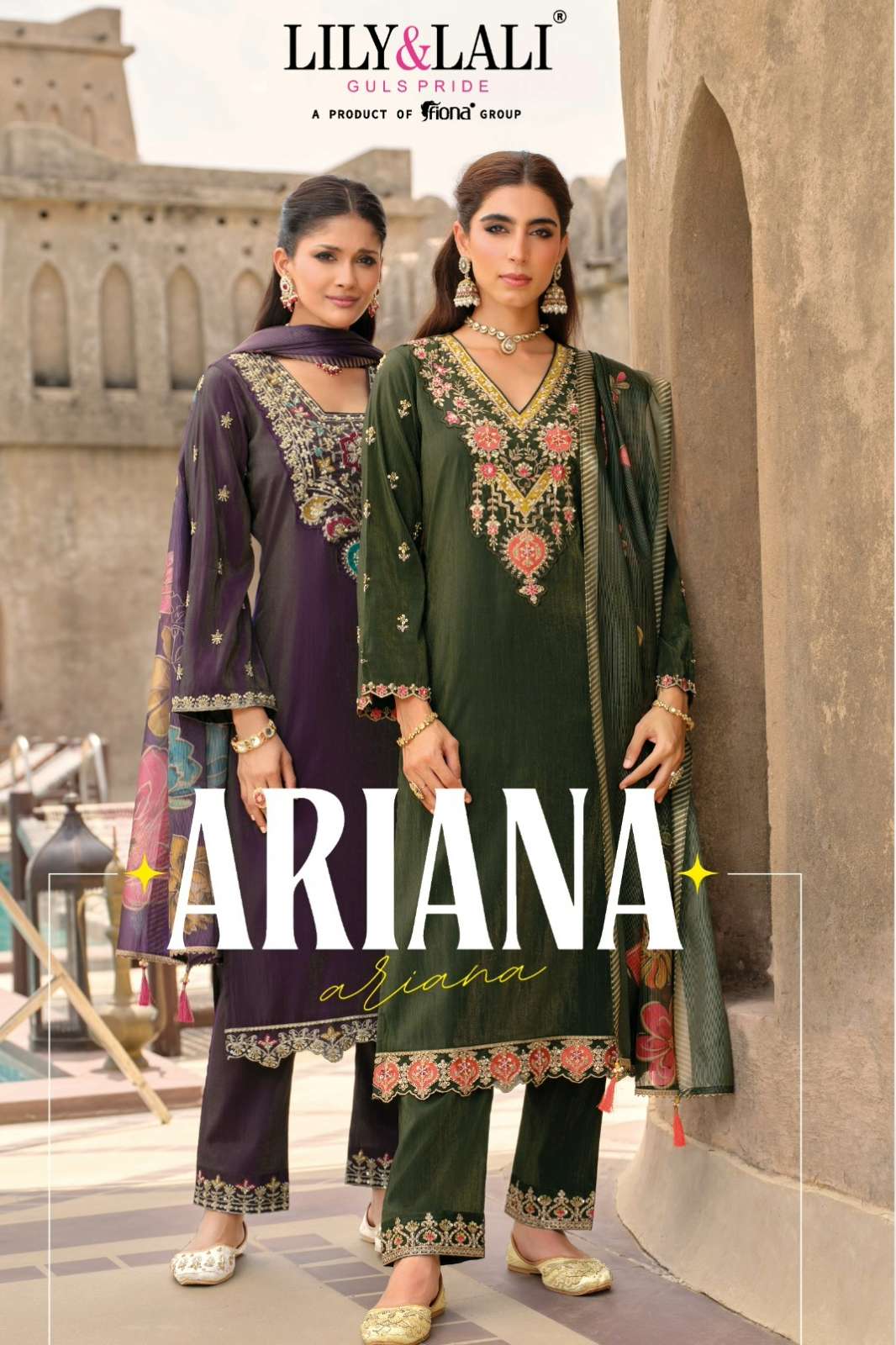LILY & LALI Ariana Ready to Wear Simmer Silk Suit with Handwork & Embroidery Work