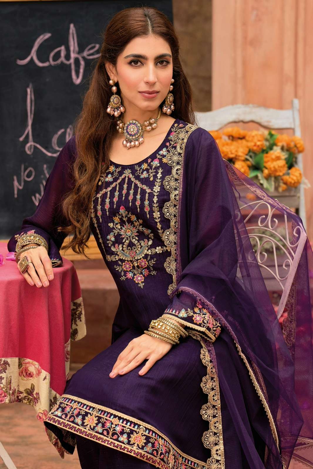 LILY & LALI Romania Ready to Wear Silk Suit with Handwork & Embroidery Work