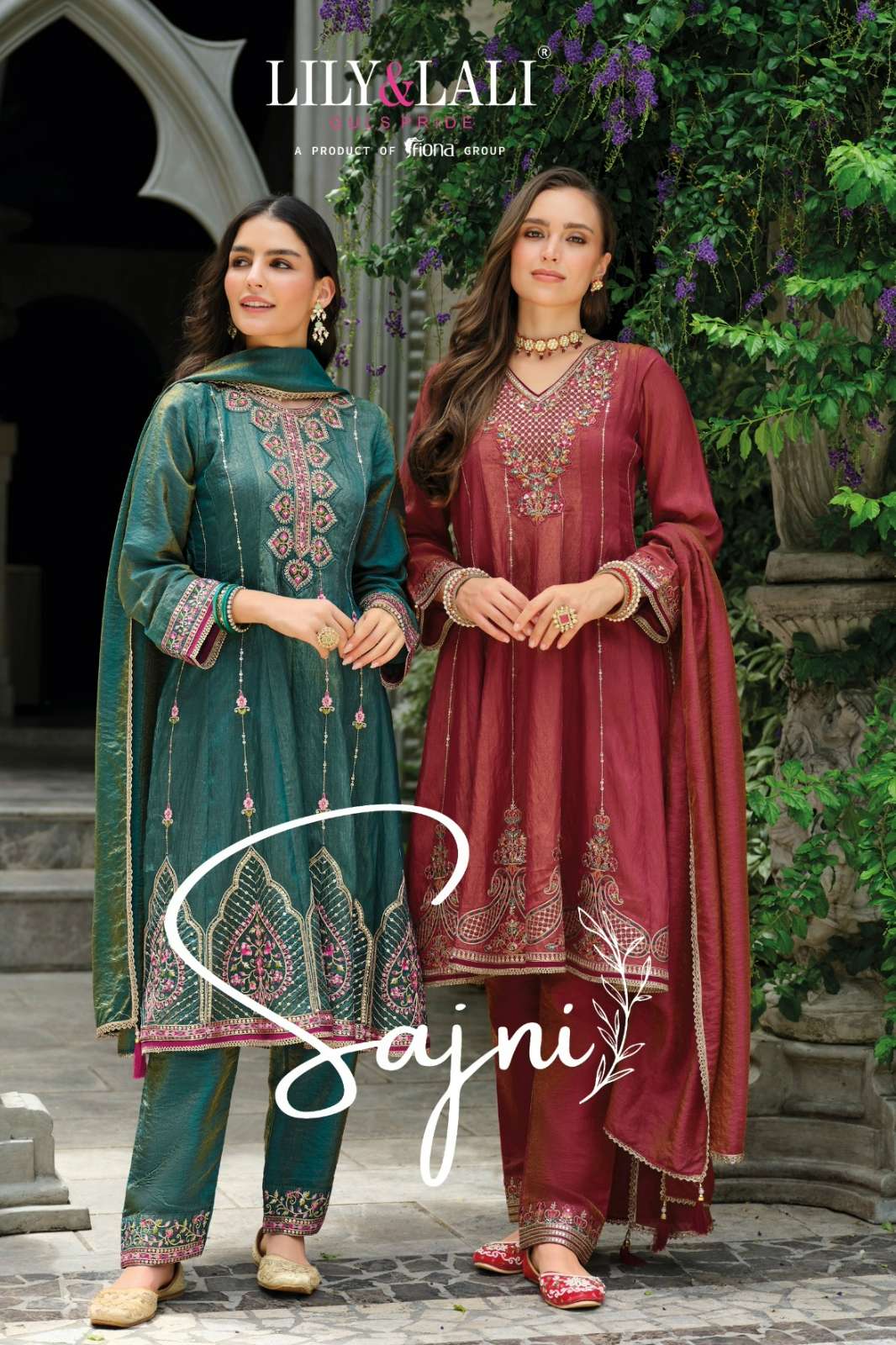 LILY & LALI Sajni Ready to Wear Viscose Silk Suit with Handwork