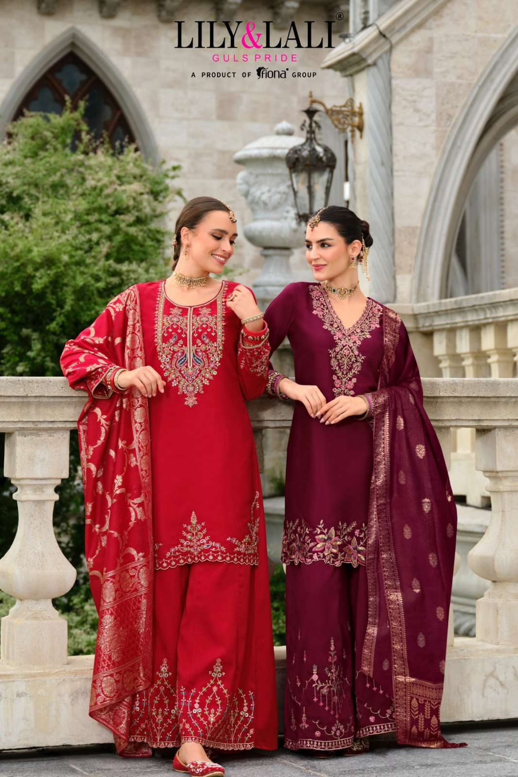 LILY & LALI Suhagini Ready to Wear Silk Suit with Handwork & Embroidery Work