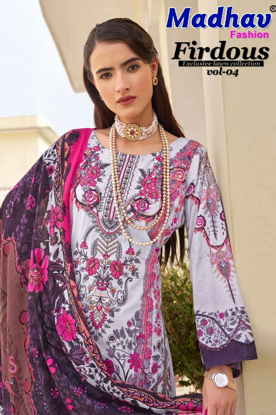 Madhav Firdous Vol 04 Karachi Lawn Cotton Unstitched Suit Material