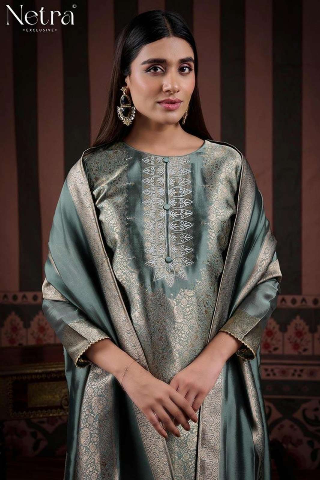 NETRA SIRIJA PREMIUM PURE VISCOSE WOVEN SILK SUIT WITH HAND WORK 