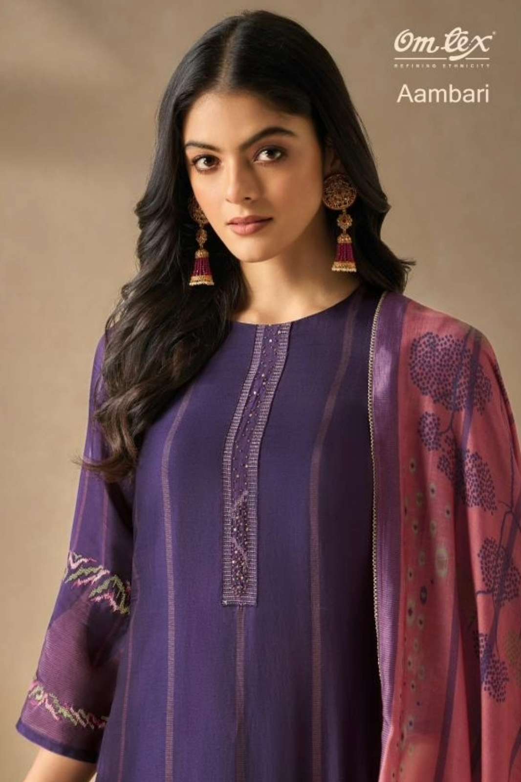 OMTEX AAMBARI RUBINA SILK DIGITAL PRINTED SUIT WITH EMBROIDERY & HAND WORK