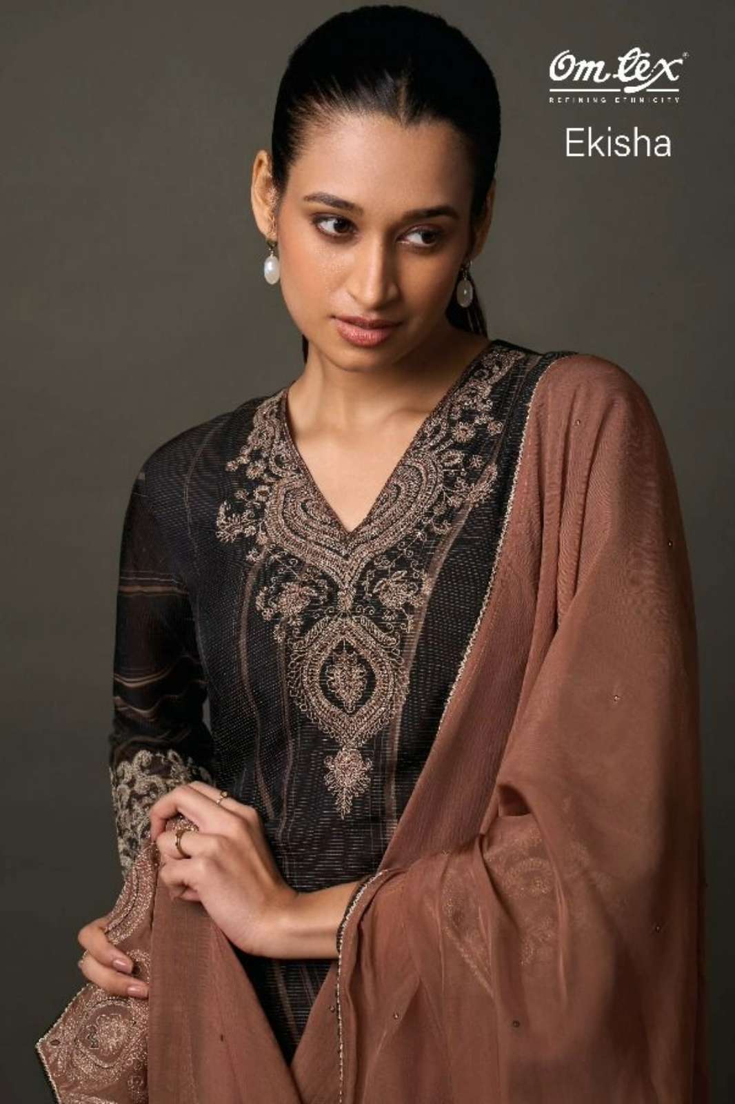 OMTEX EKISHA KHADI SILK DIGITAL PRINTED SUIT WITH EMBROIDERY