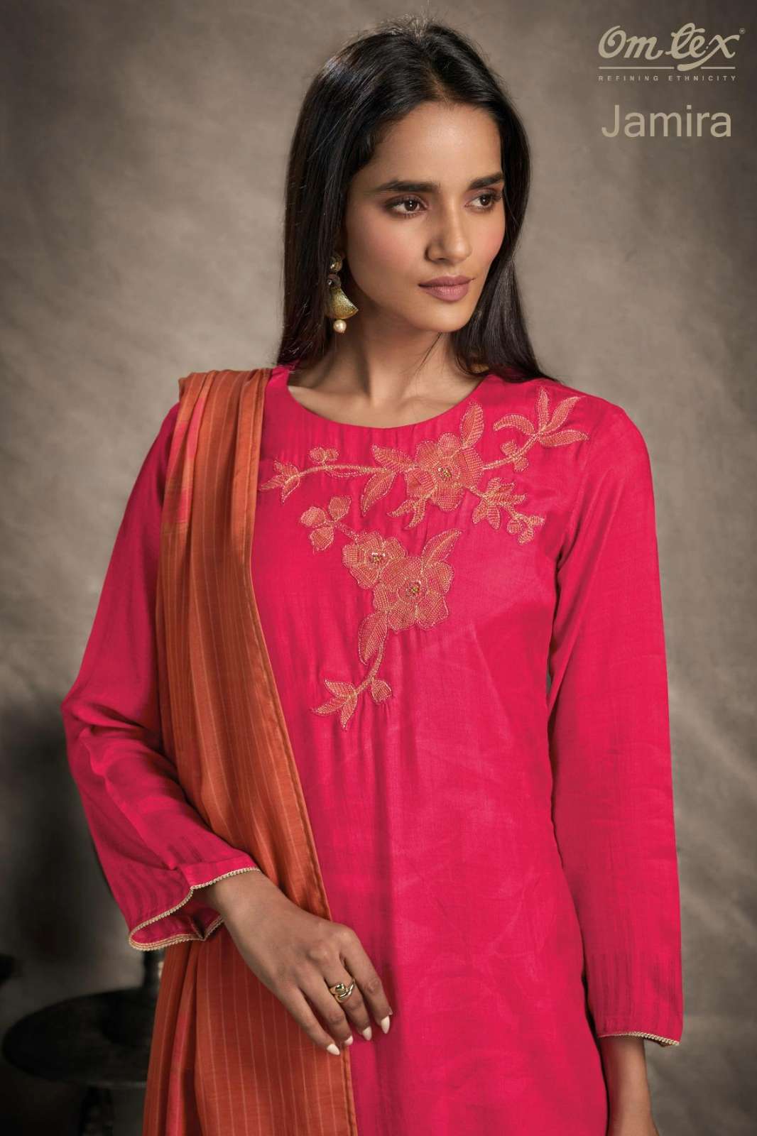 OMTEX JAMIRA PAKIZA SILK DIGITAL PRINTED SUIT  WITH EMBROIDERY