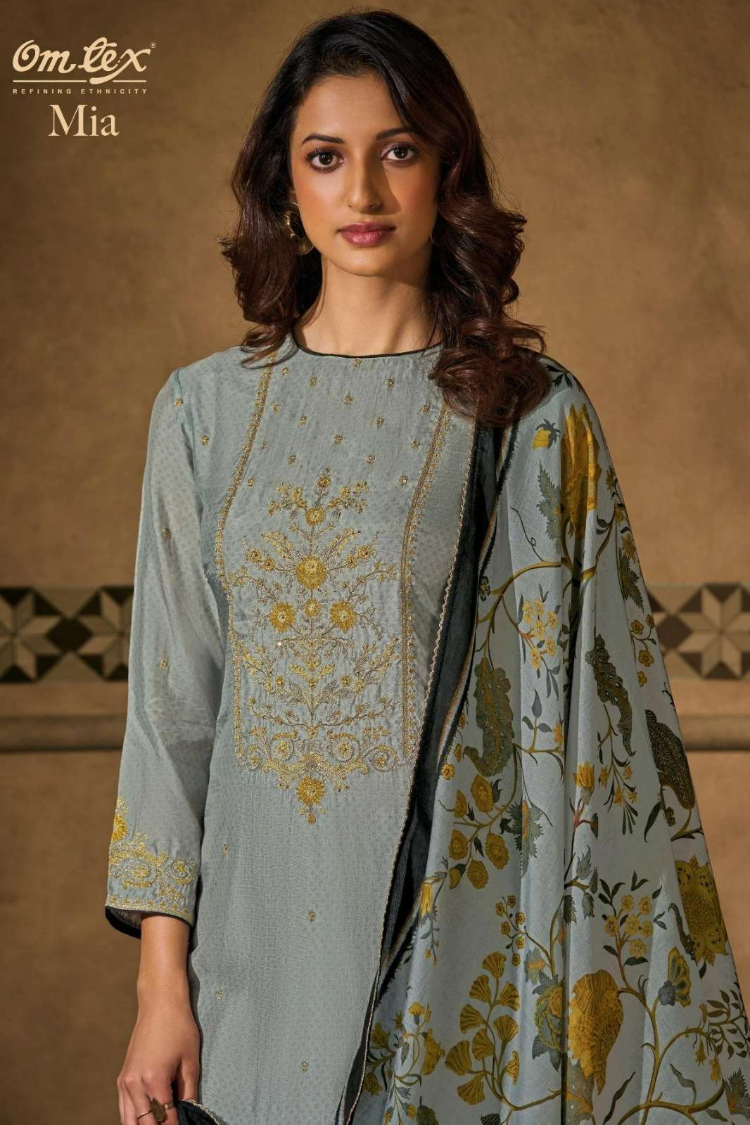 OMTEX MIA RUBINA SILK DIGITAL PRINT EMBROIDERY SUIT WITH HAND WORK
