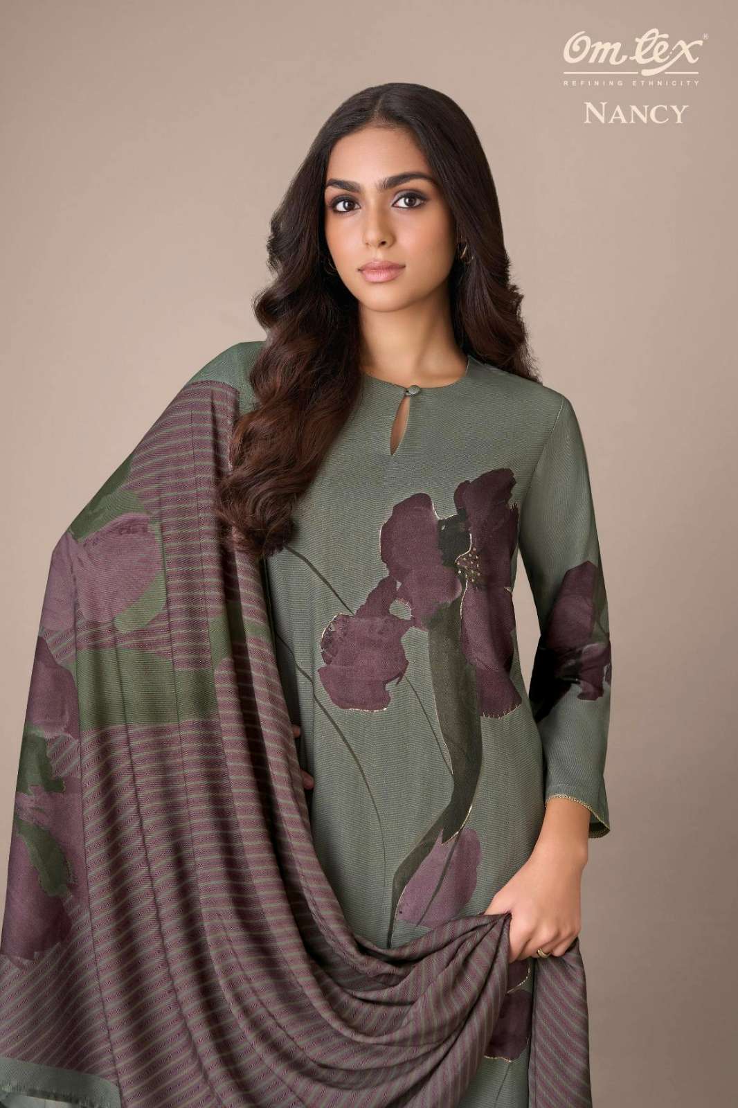 OMTEX NANCY PURE PASHMINA DIGITAL PRINTED SUIT WITH HANDWORK